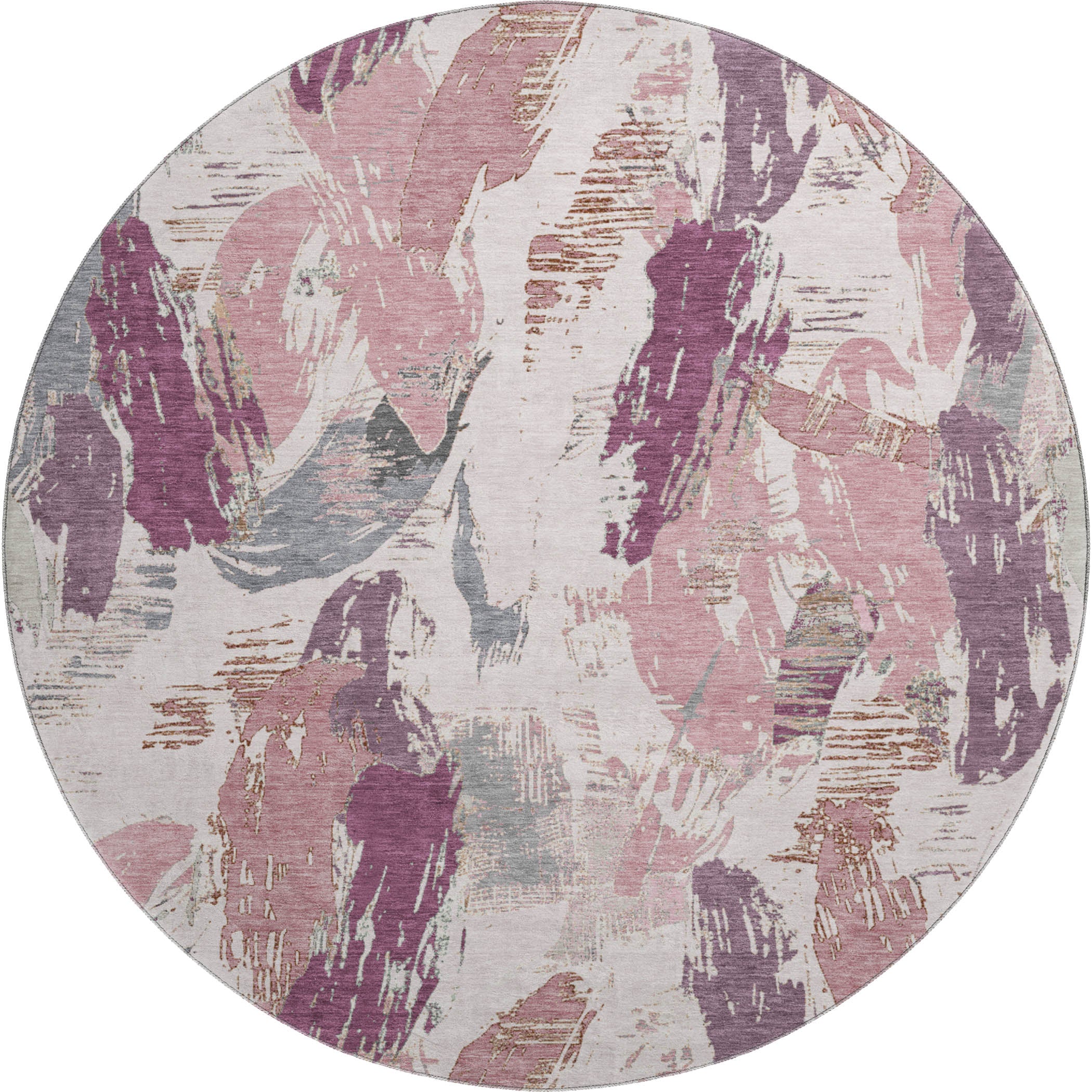 Cairo Machine Washable Transitional Blush Pink Rug 8' x 8' #shape_Round