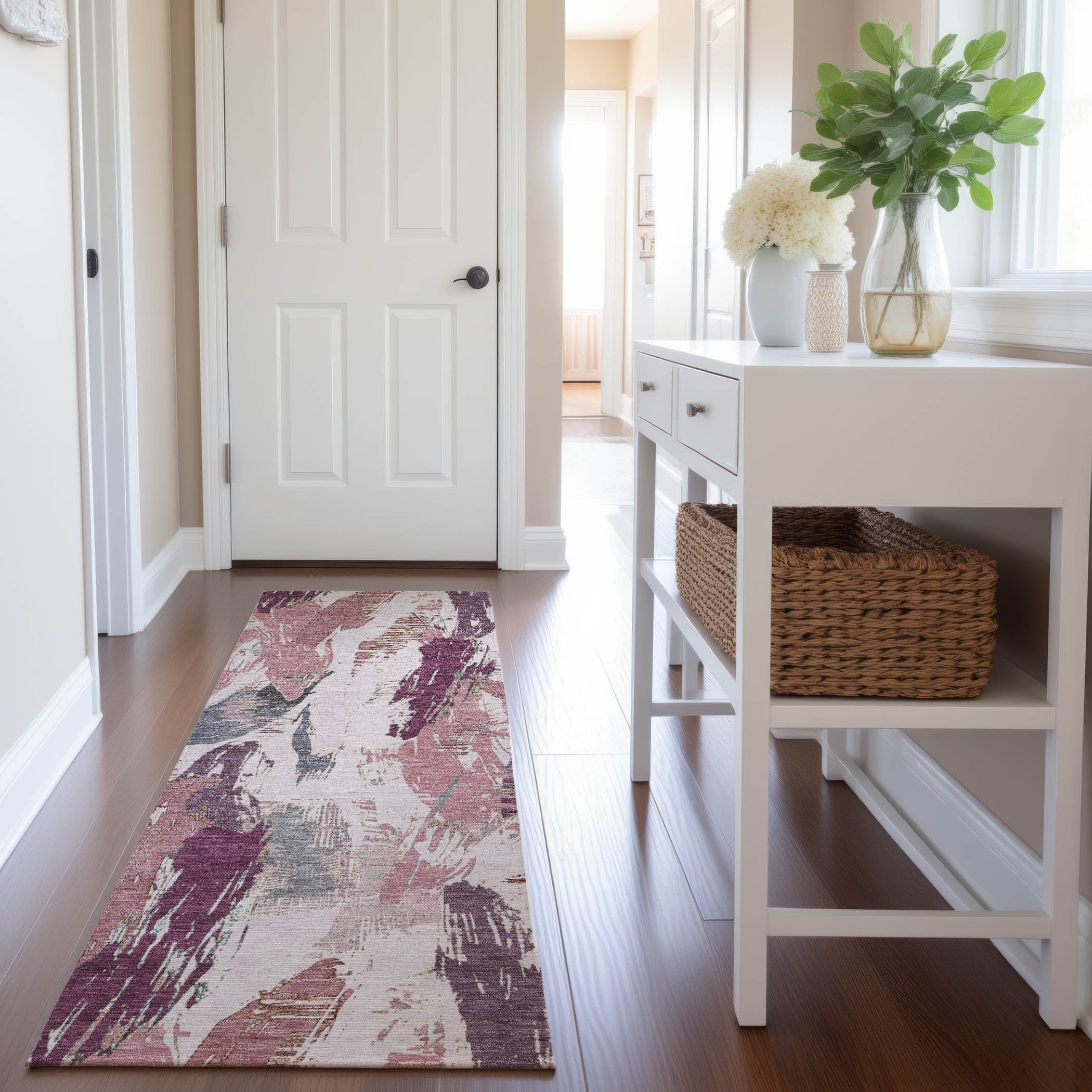Cairo Machine Washable Transitional Blush Pink Rug 2'3" x 7'6" #shape_Runner