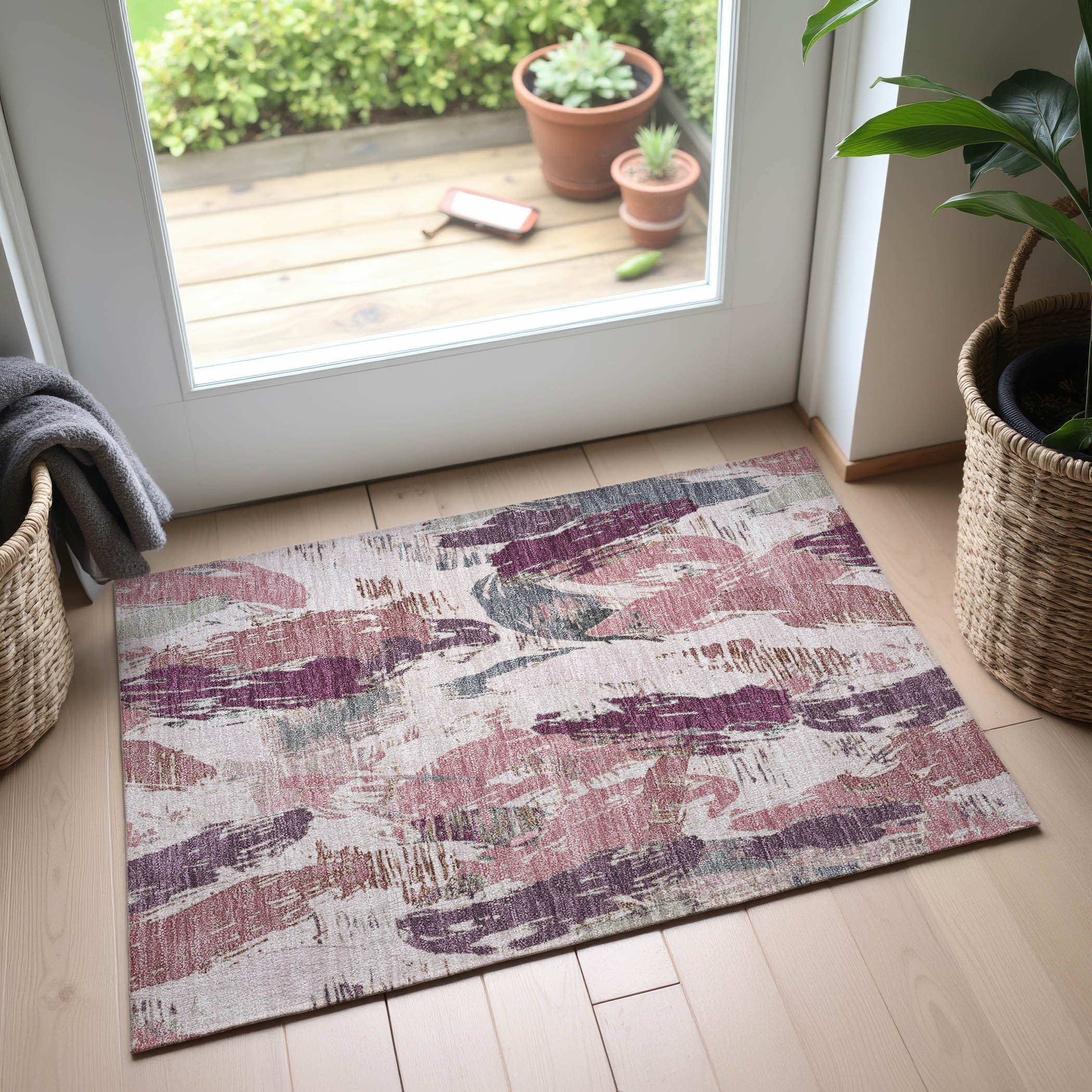 Cairo Machine Washable Transitional Blush Pink Rug 1'8" x 2'6" #shape_Rectangle