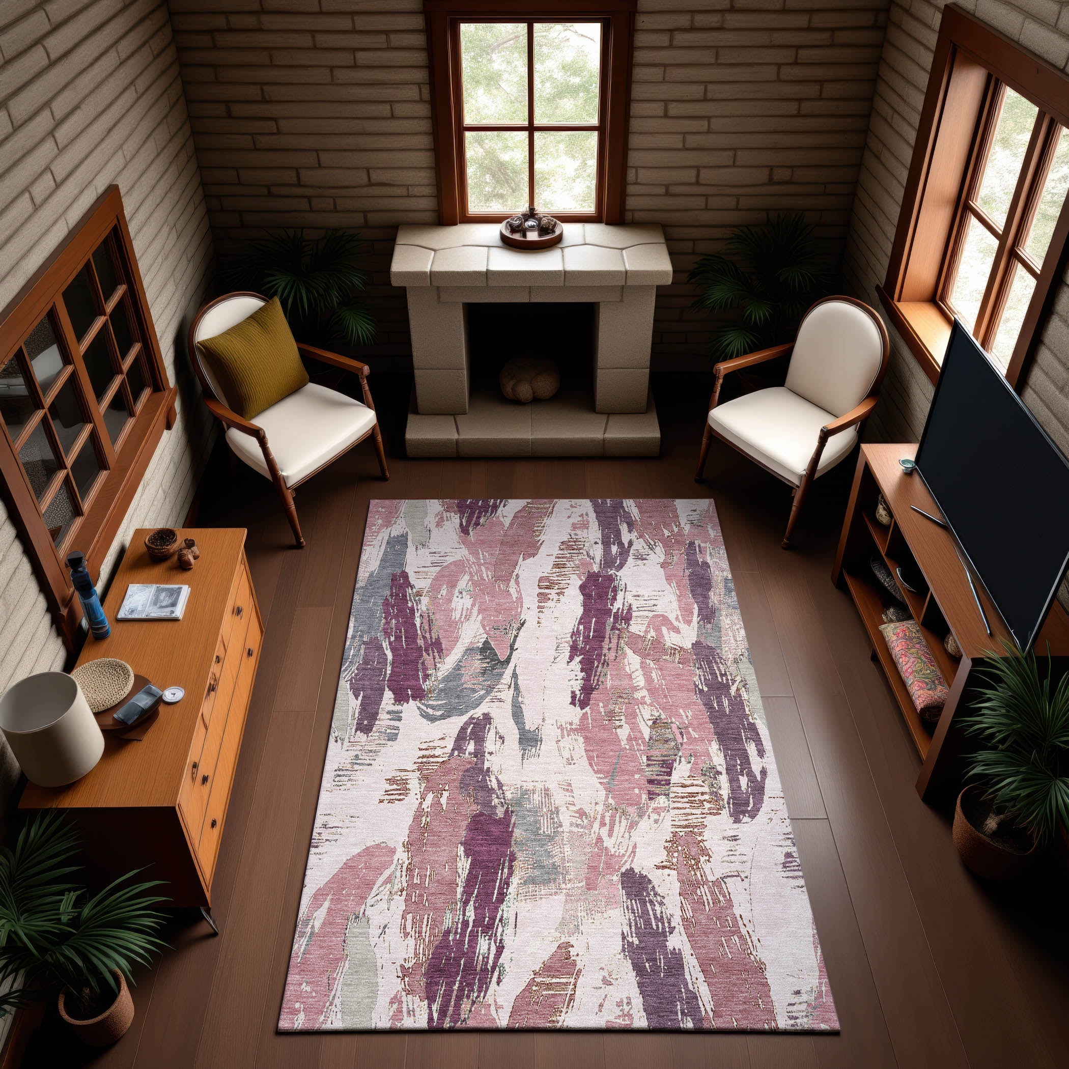 Cairo Machine Washable Transitional Blush Pink Rug 2'6" x 3'10" #shape_Rectangle