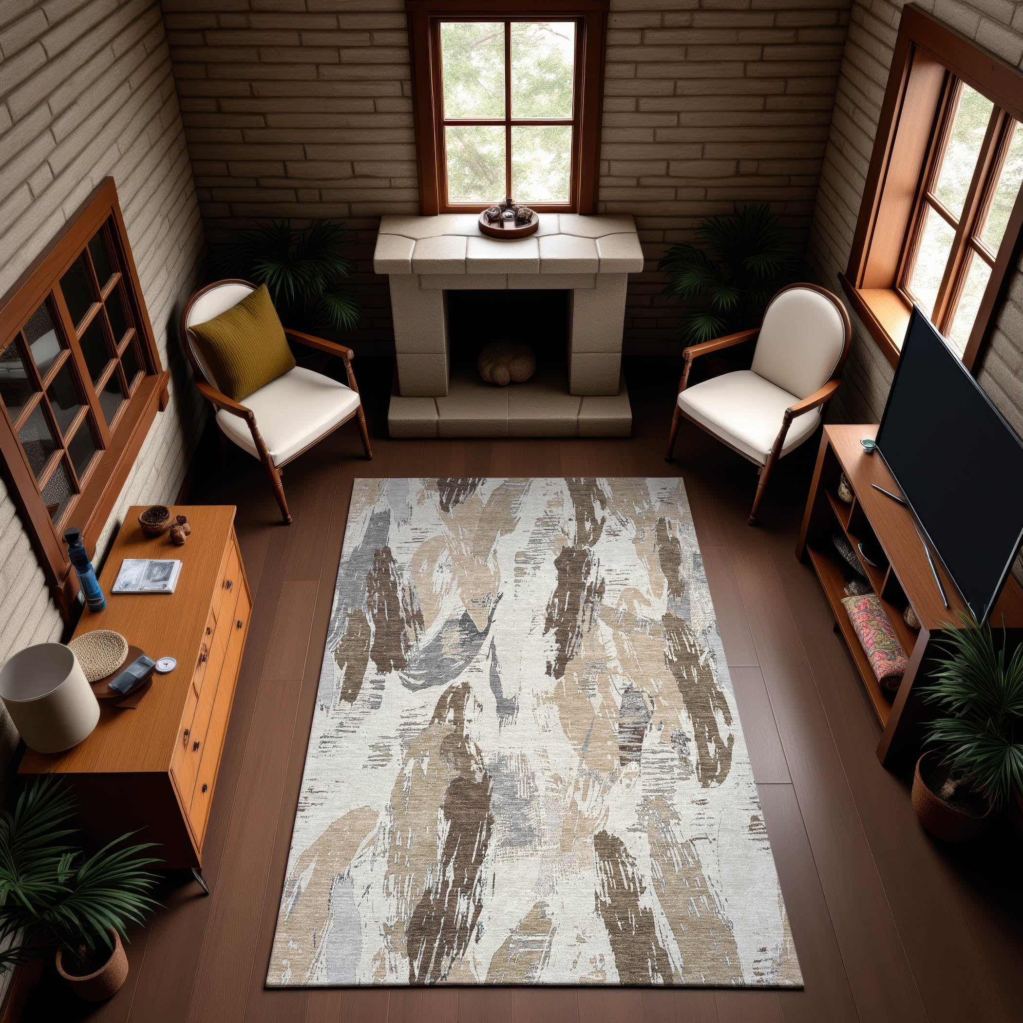 Cairo Machine Washable Transitional Ivory Rug 2'6" x 3'10" #shape_Rectangle