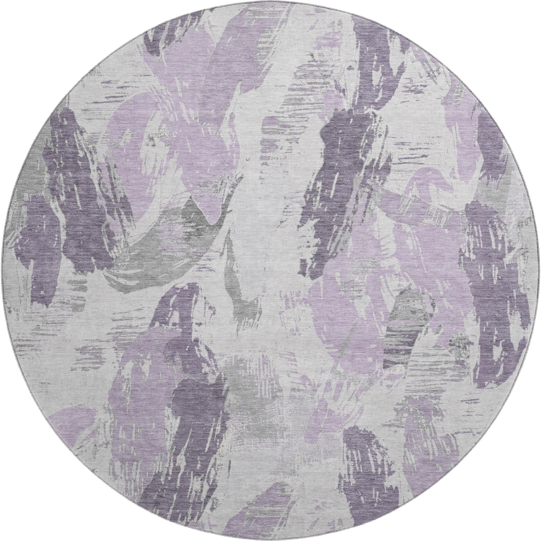 Cairo Machine Washable Transitional Lavender Purple Rug 8' x 8' #shape_Round