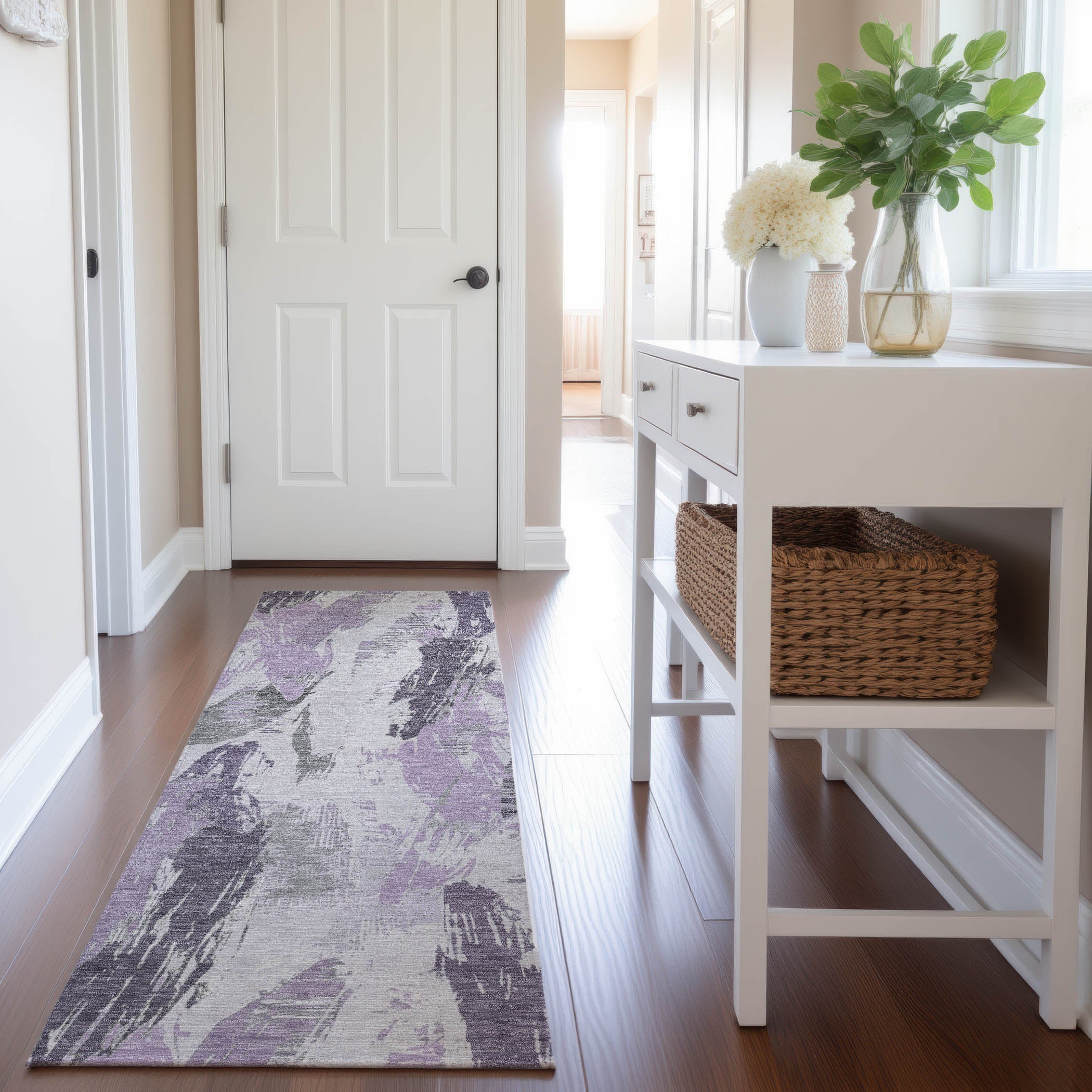 Cairo Machine Washable Transitional Lavender Purple Rug 2'3" x 7'6" #shape_Runner