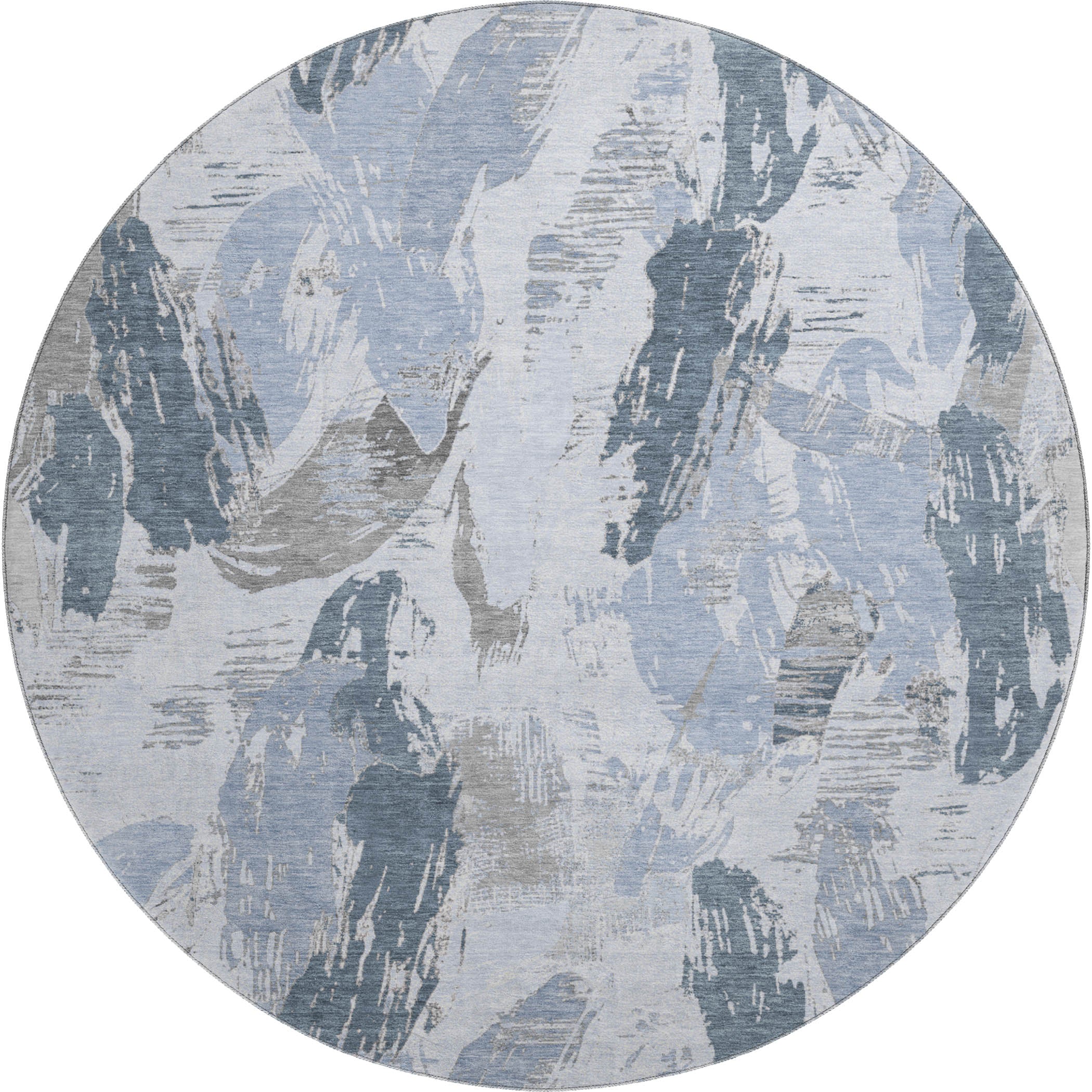 Cairo Machine Washable Transitional Sky Blue Rug 8' x 8' #shape_Round