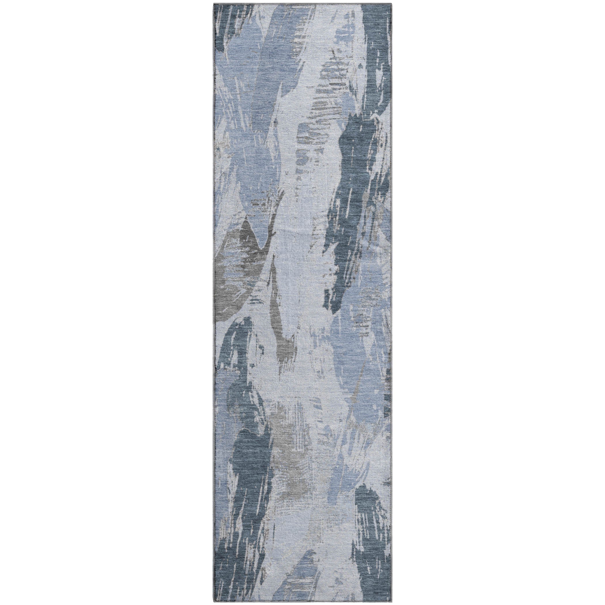 Cairo Machine Washable Transitional Sky Blue Rug 2'3" x 7'6" #shape_Runner