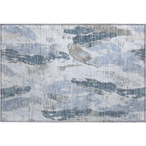 Cairo Machine Washable Transitional Sky Blue Rug 1'8" x 2'6"