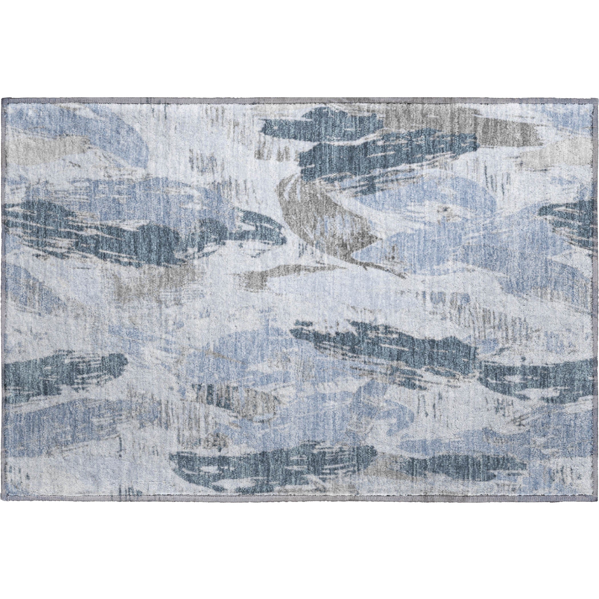 Cairo Machine Washable Transitional Sky Blue Rug 1'8" x 2'6" #shape_Rectangle