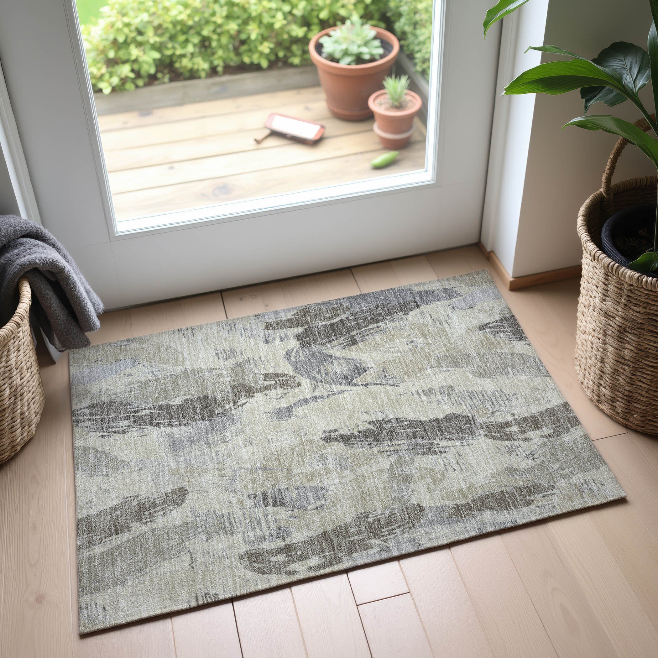 Cairo Machine Washable Transitional Taupe Brown Rug 1'8" x 2'6" #shape_Rectangle