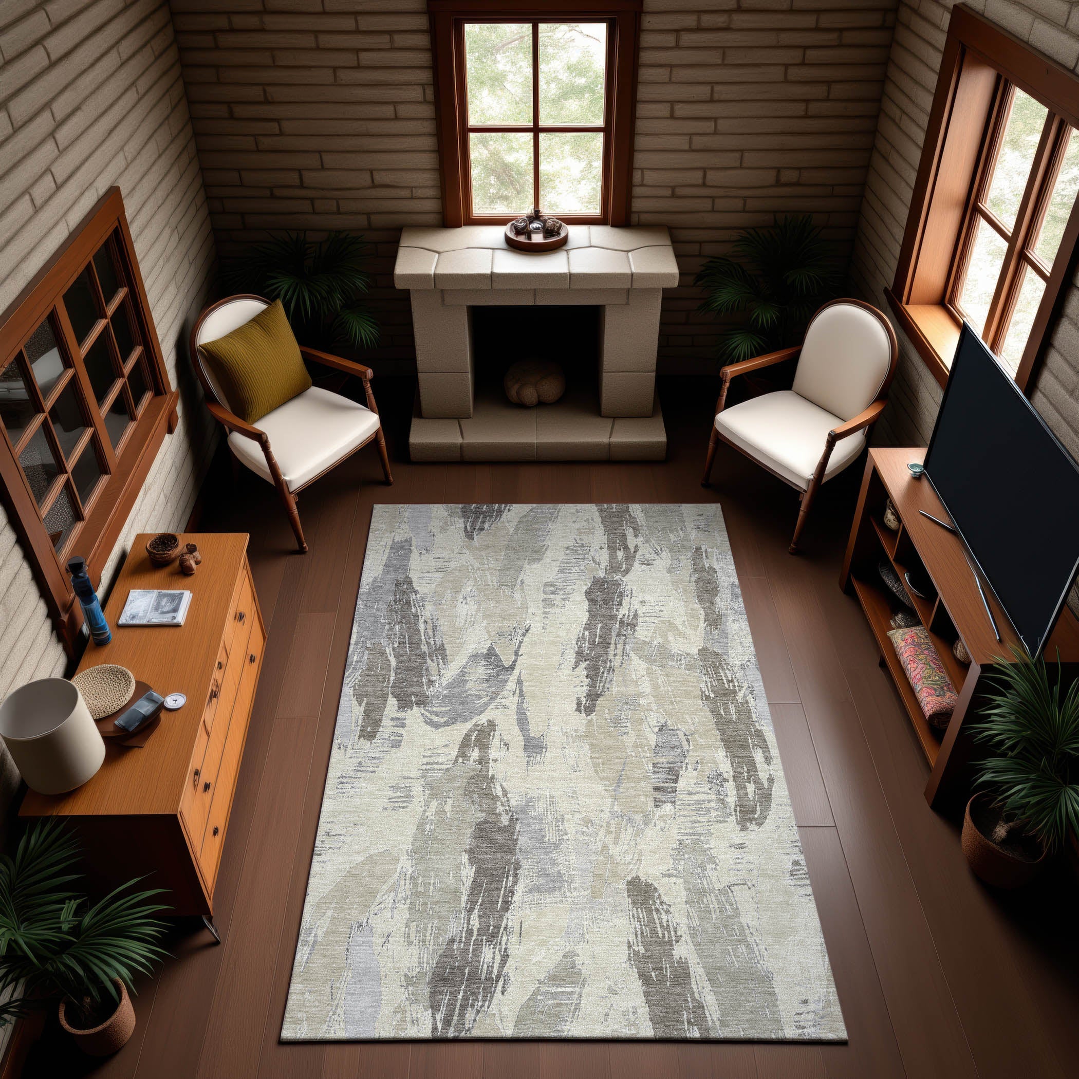 Cairo Machine Washable Transitional Taupe Brown Rug 2'6" x 3'10" #shape_Rectangle