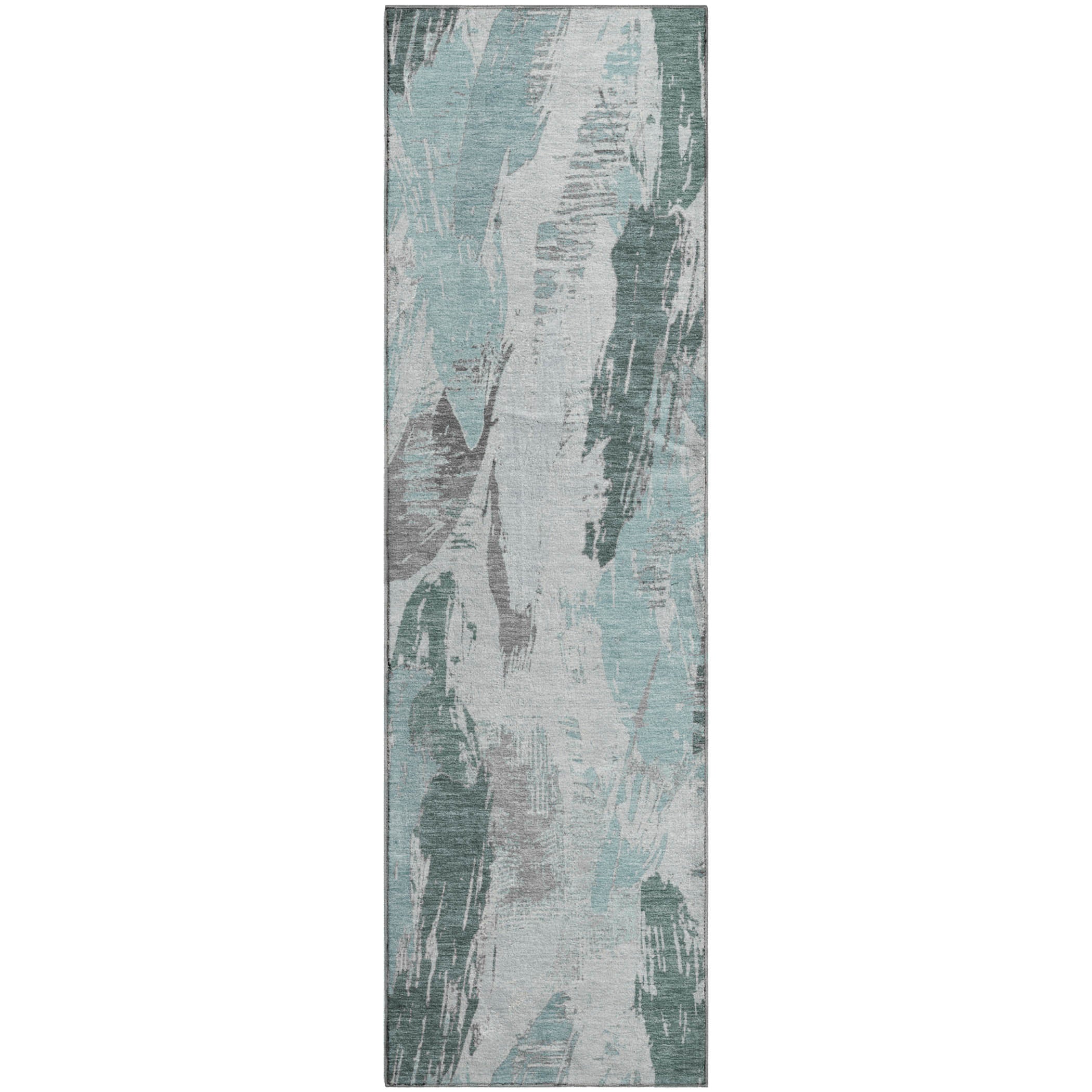 Cairo Machine Washable Transitional Teal Rug 2'3" x 7'6" #shape_Runner
