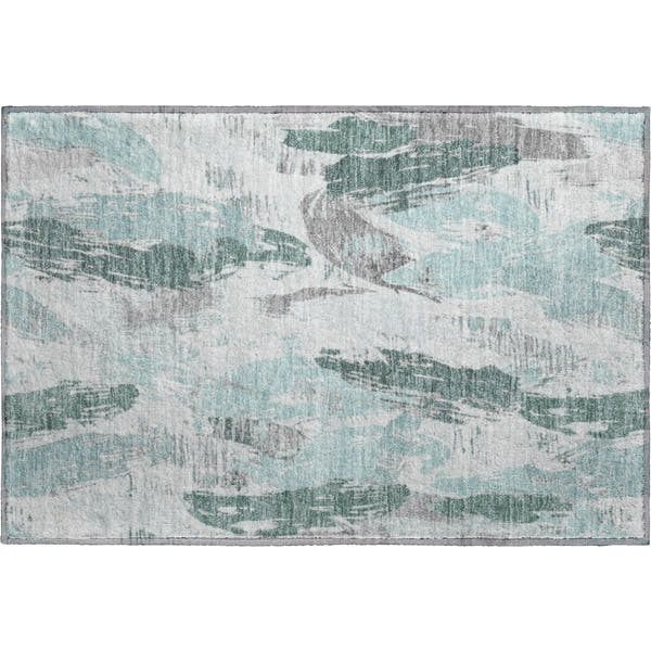 Cairo Machine Washable Transitional Teal Rug 1'8" x 2'6"