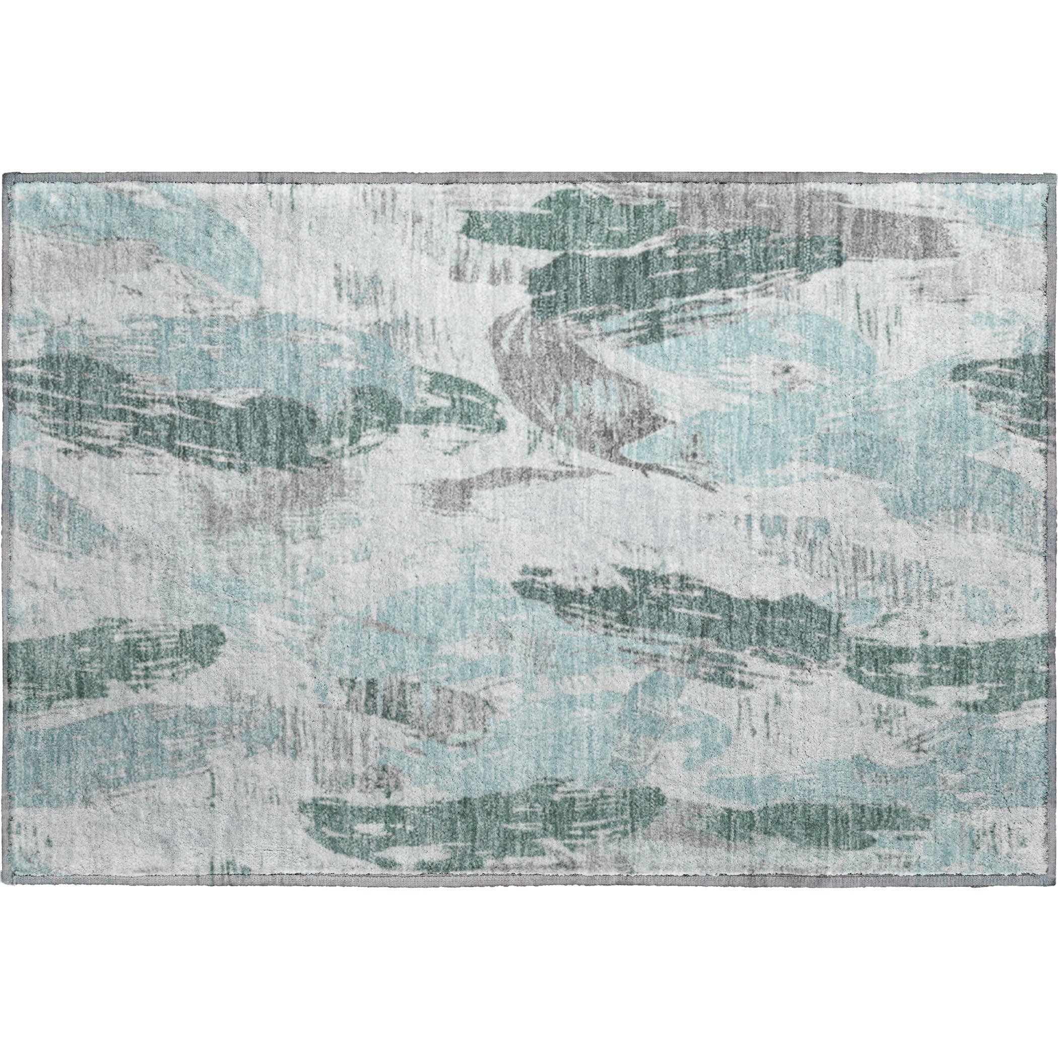 Cairo Machine Washable Transitional Teal Rug 1'8" x 2'6" #shape_Rectangle