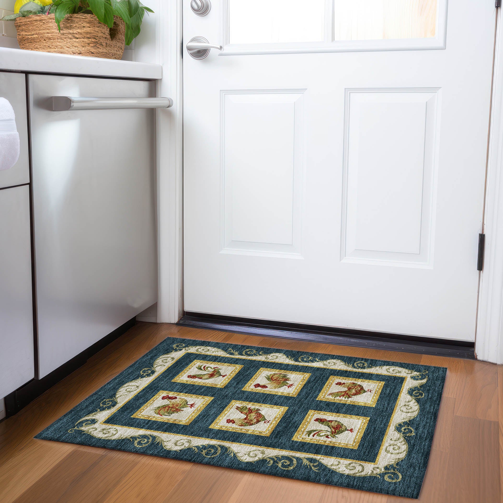 Lucerne Machine Washable Kitchen Midnight Black Rug 1'8" x 2'6" #shape_Rectangle