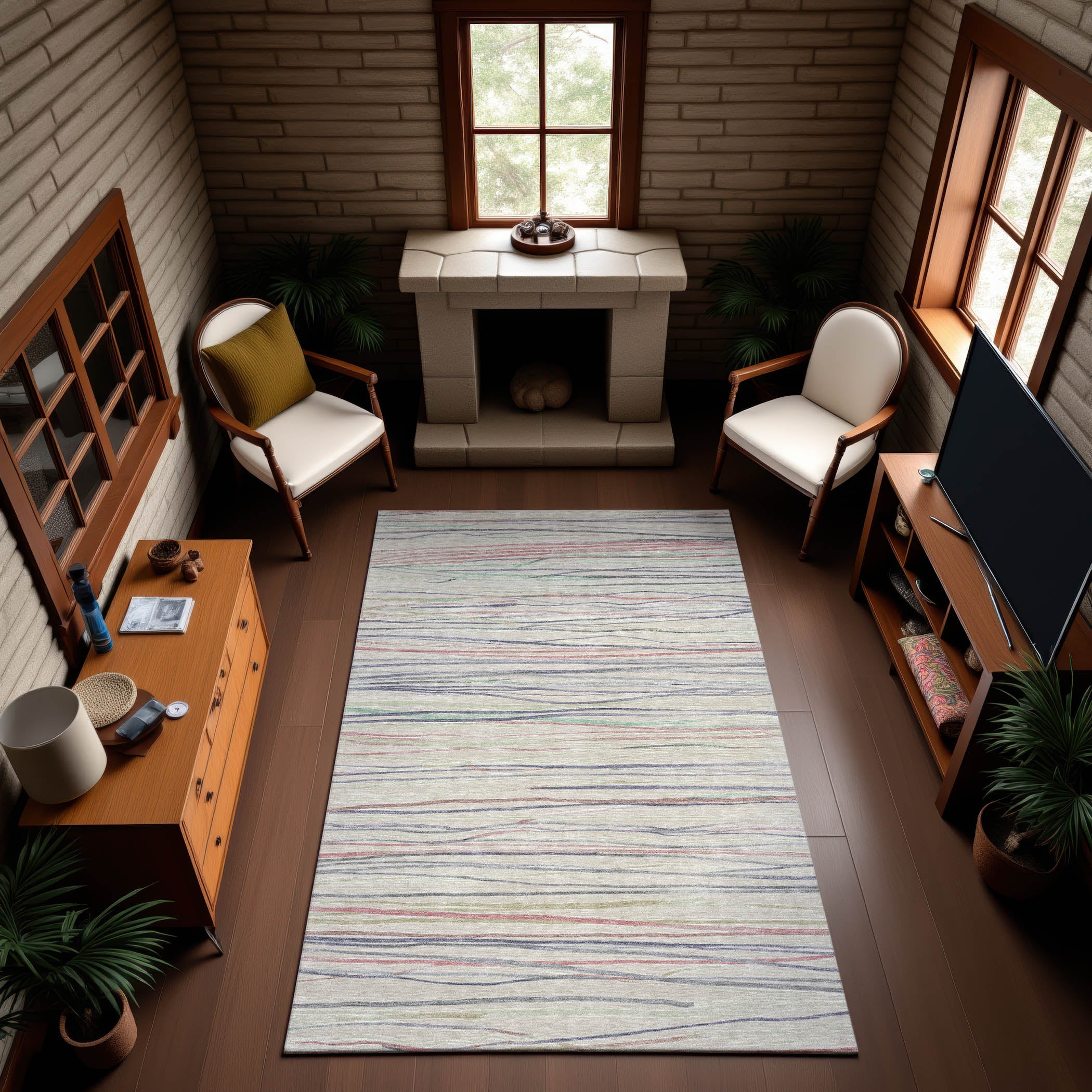 Havana Machine Washable Transitional Beige Brown Rug 2'6" x 3'10" #shape_Rectangle