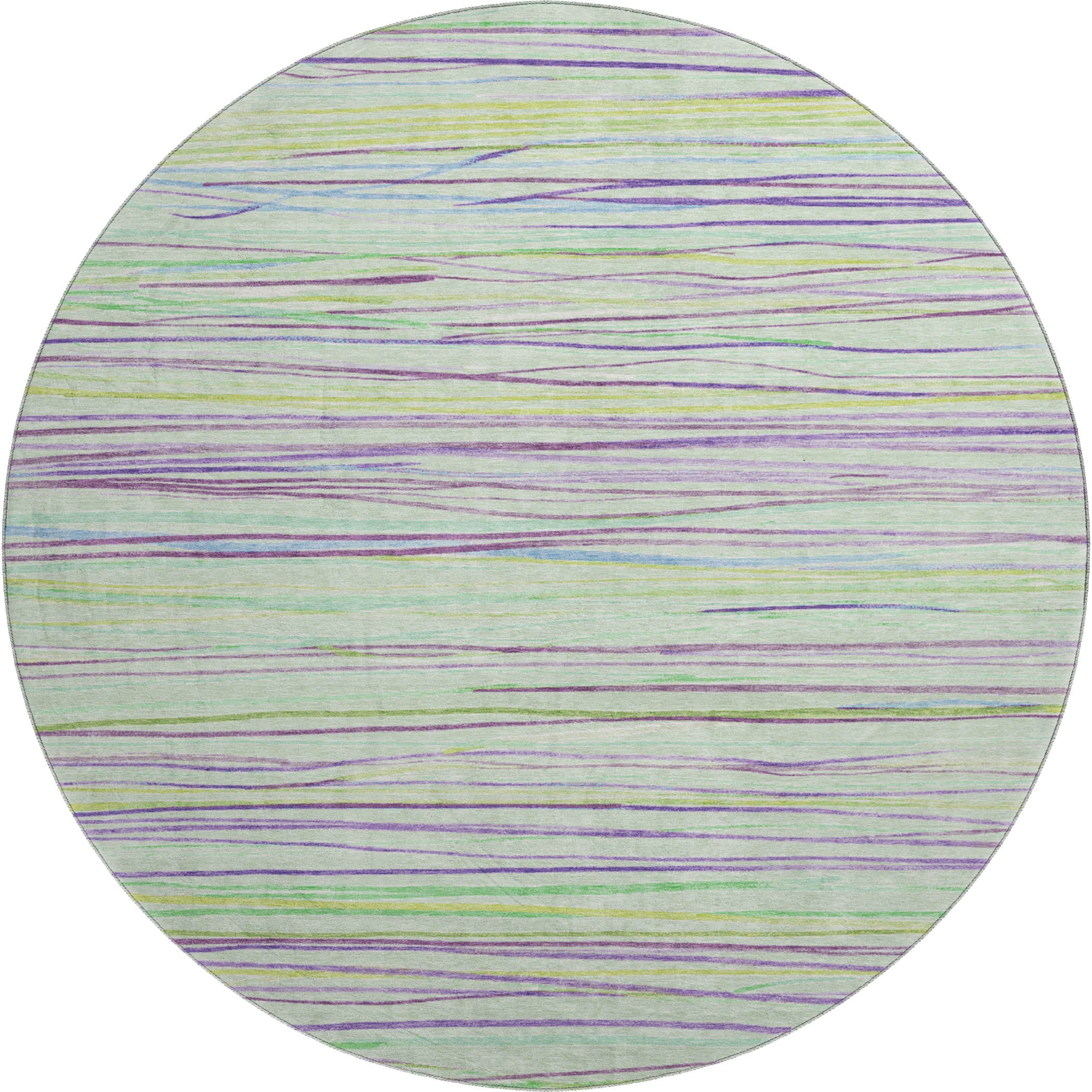 Havana Machine Washable Transitional Mint Green Rug 8' x 8' #shape_Round