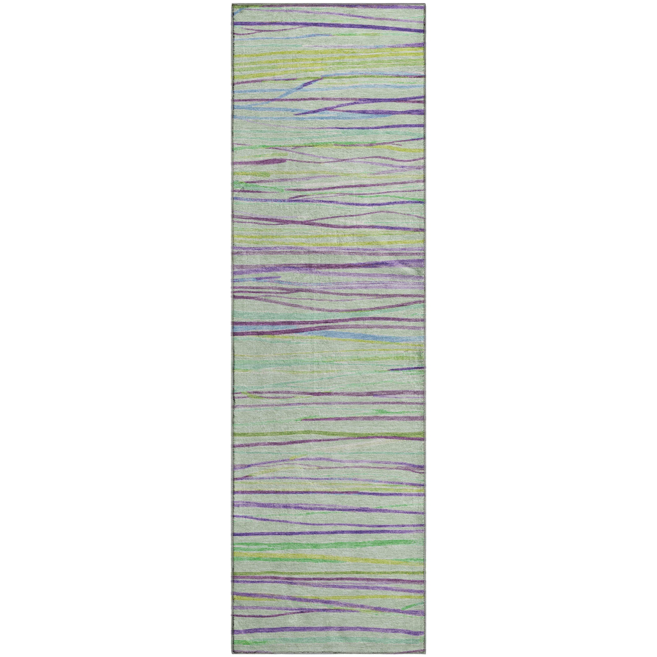 Havana Machine Washable Transitional Mint Green Rug 2'3" x 7'6" #shape_Runner