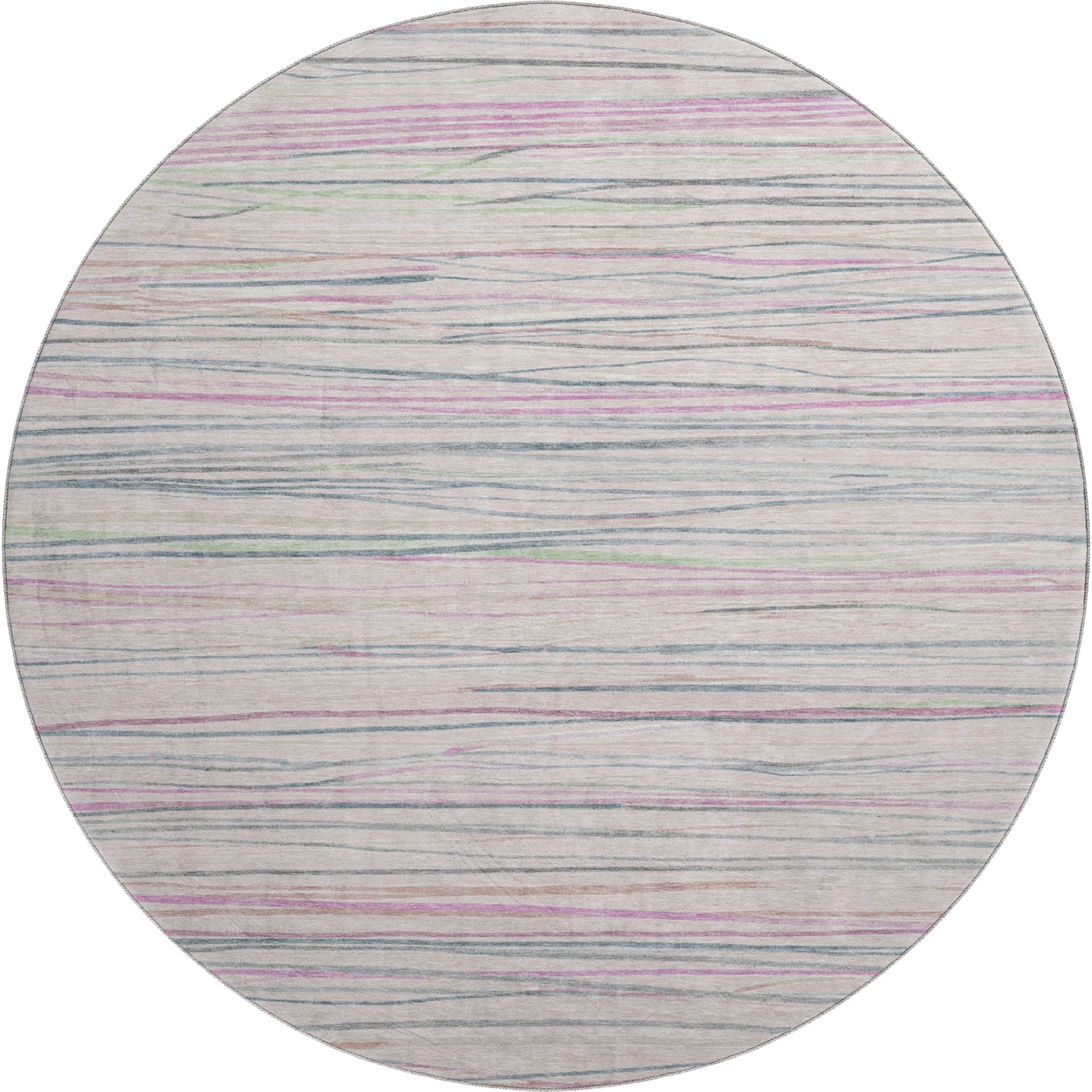 Havana Machine Washable Transitional Pink Rug 8' x 8' #shape_Round