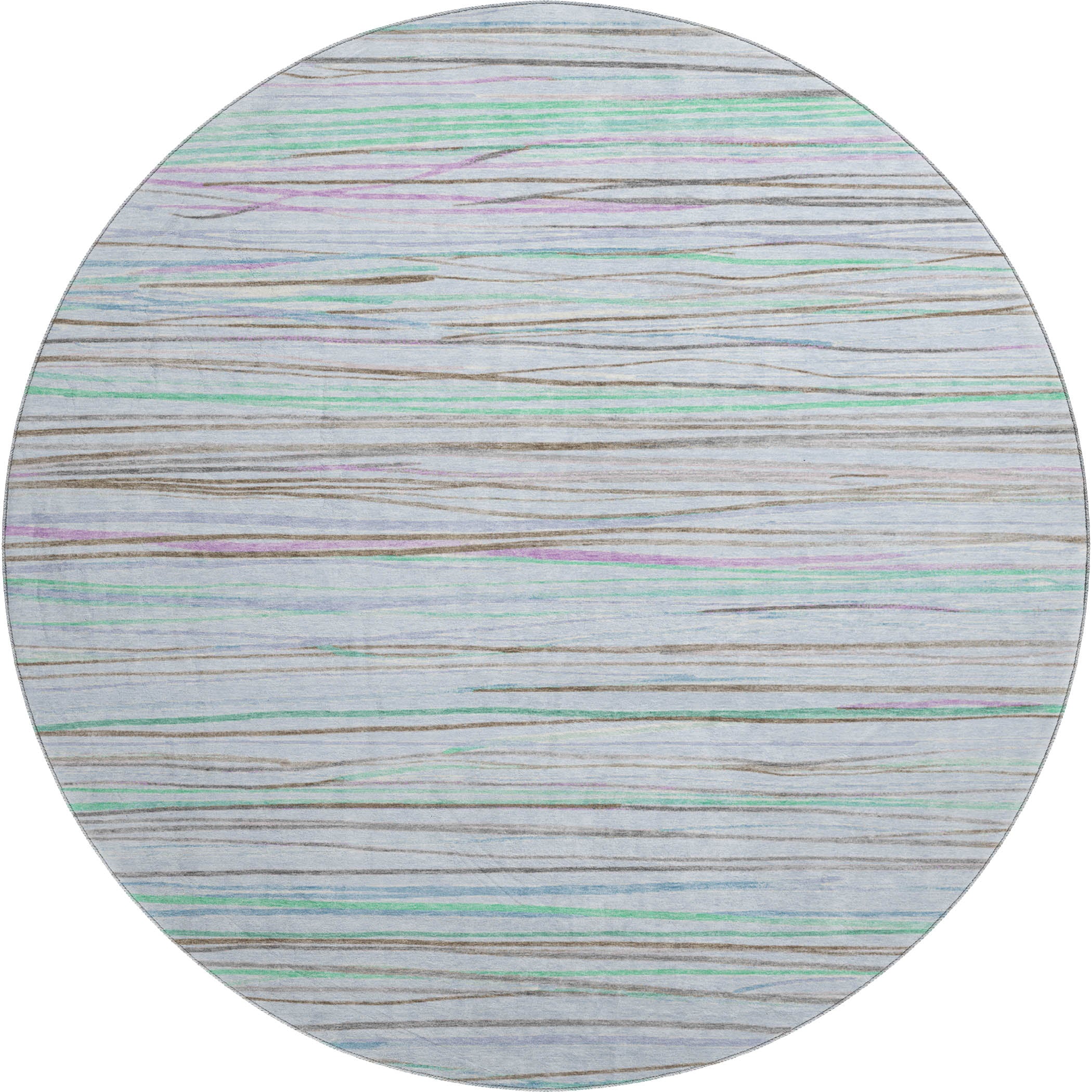 Havana Machine Washable Transitional Sky Blue Rug 8' x 8' #shape_Round