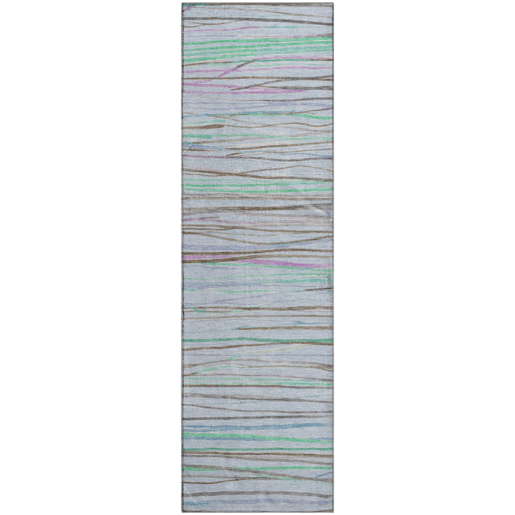 Havana Machine Washable Transitional Sky Blue Rug 2'3" x 7'6" #shape_Runner