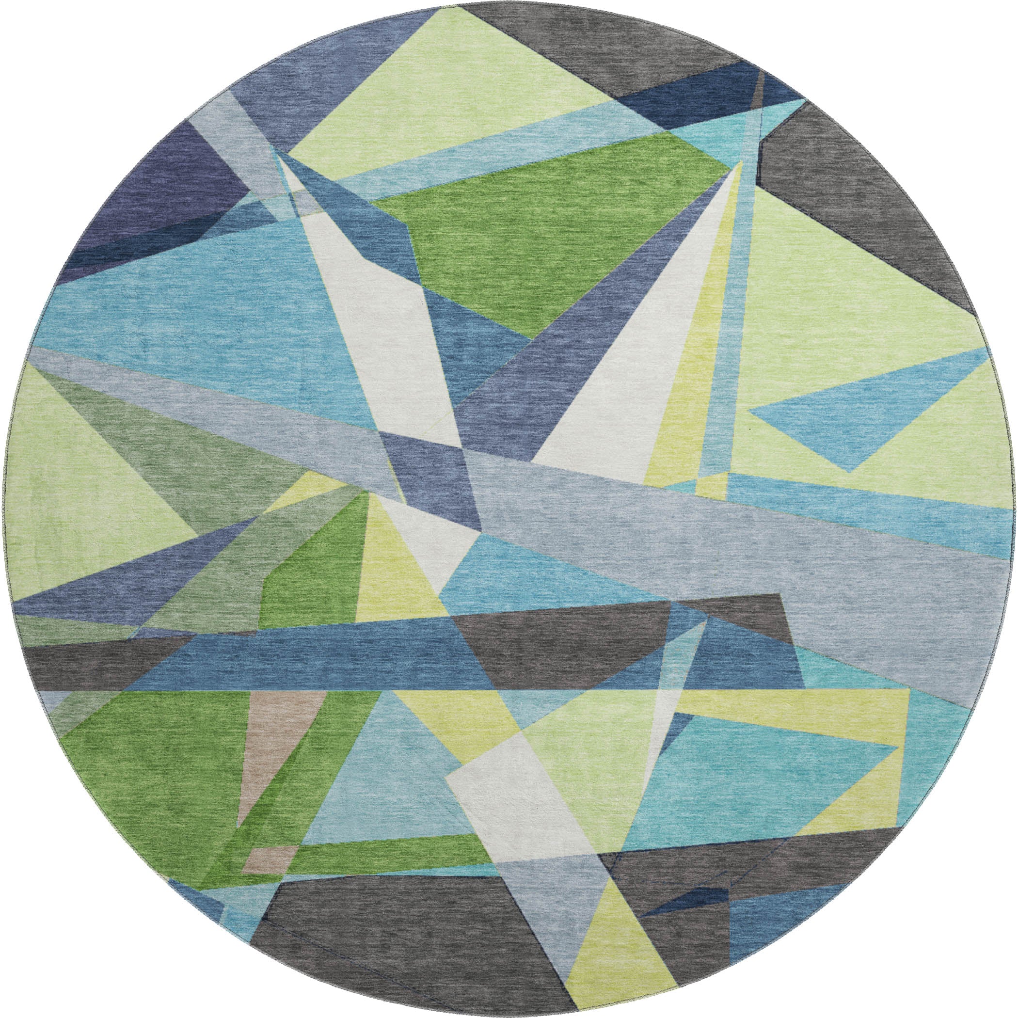 Cairo Machine Washable Transitional Blue Rug 8' x 8' #shape_Round