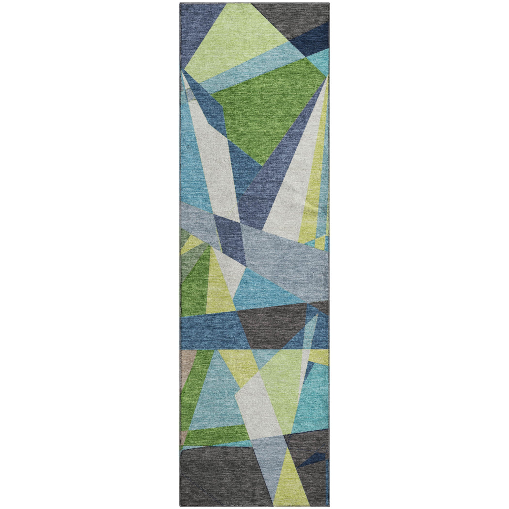 Cairo Machine Washable Transitional Blue Rug 2'3" x 7'6" #shape_Runner