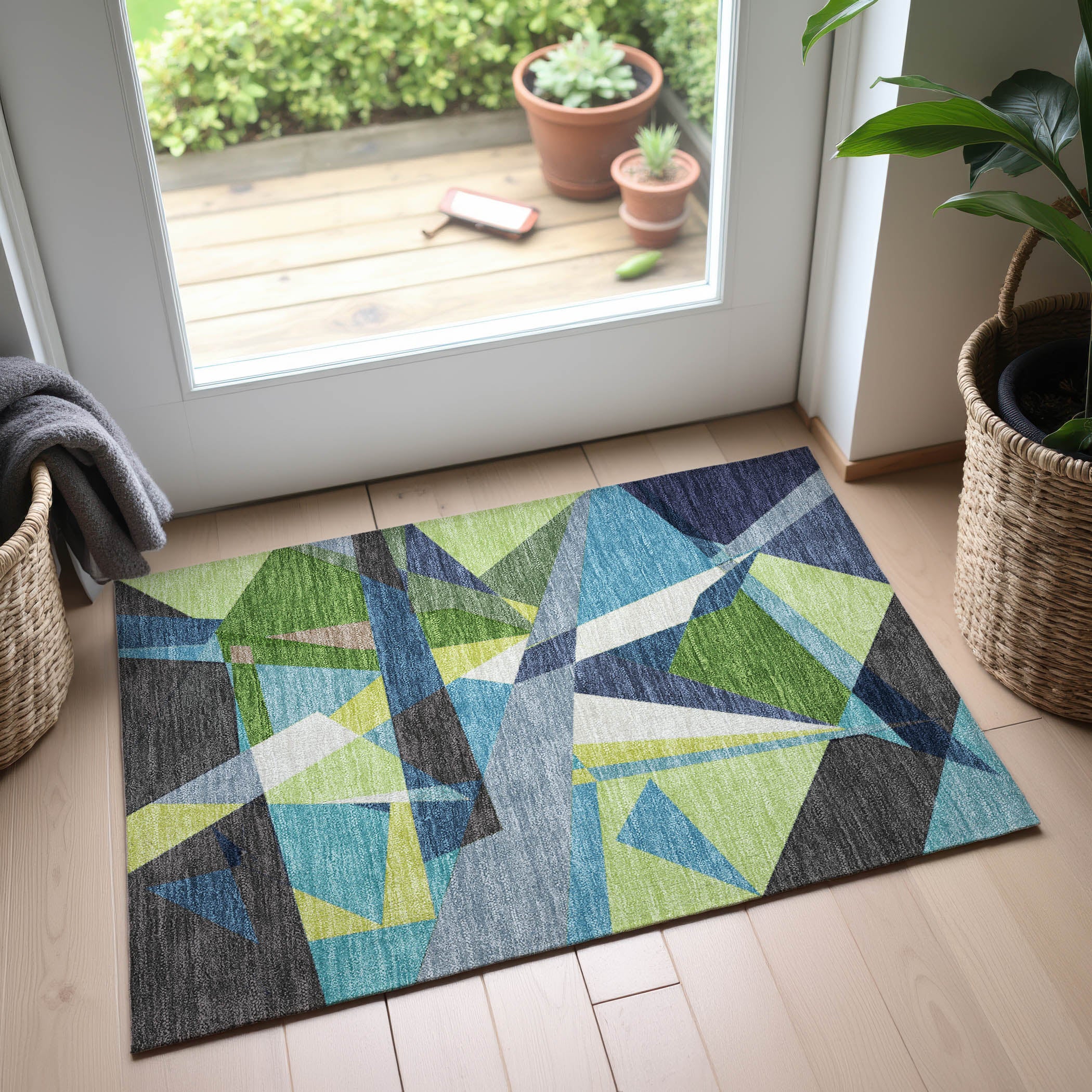 Cairo Machine Washable Transitional Blue Rug 1'8" x 2'6" #shape_Rectangle