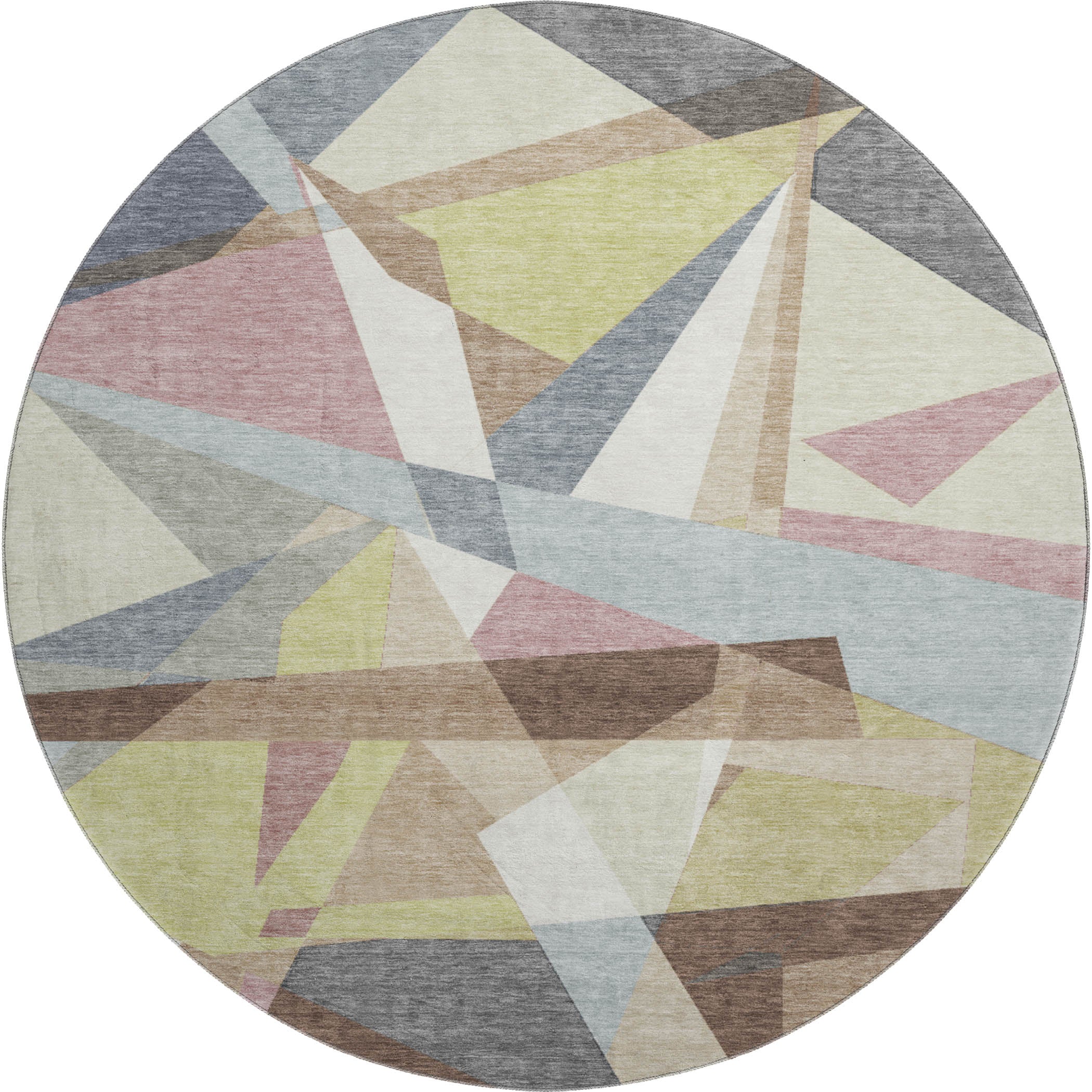 Cairo Machine Washable Transitional Khaki Brown Rug 8' x 8' #shape_Round