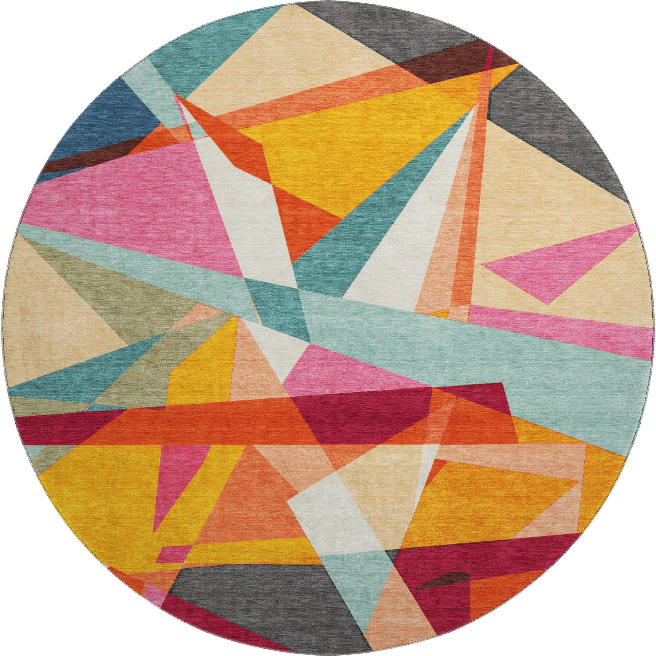 Cairo Machine Washable Transitional Orange Rug 8' x 8' #shape_Round