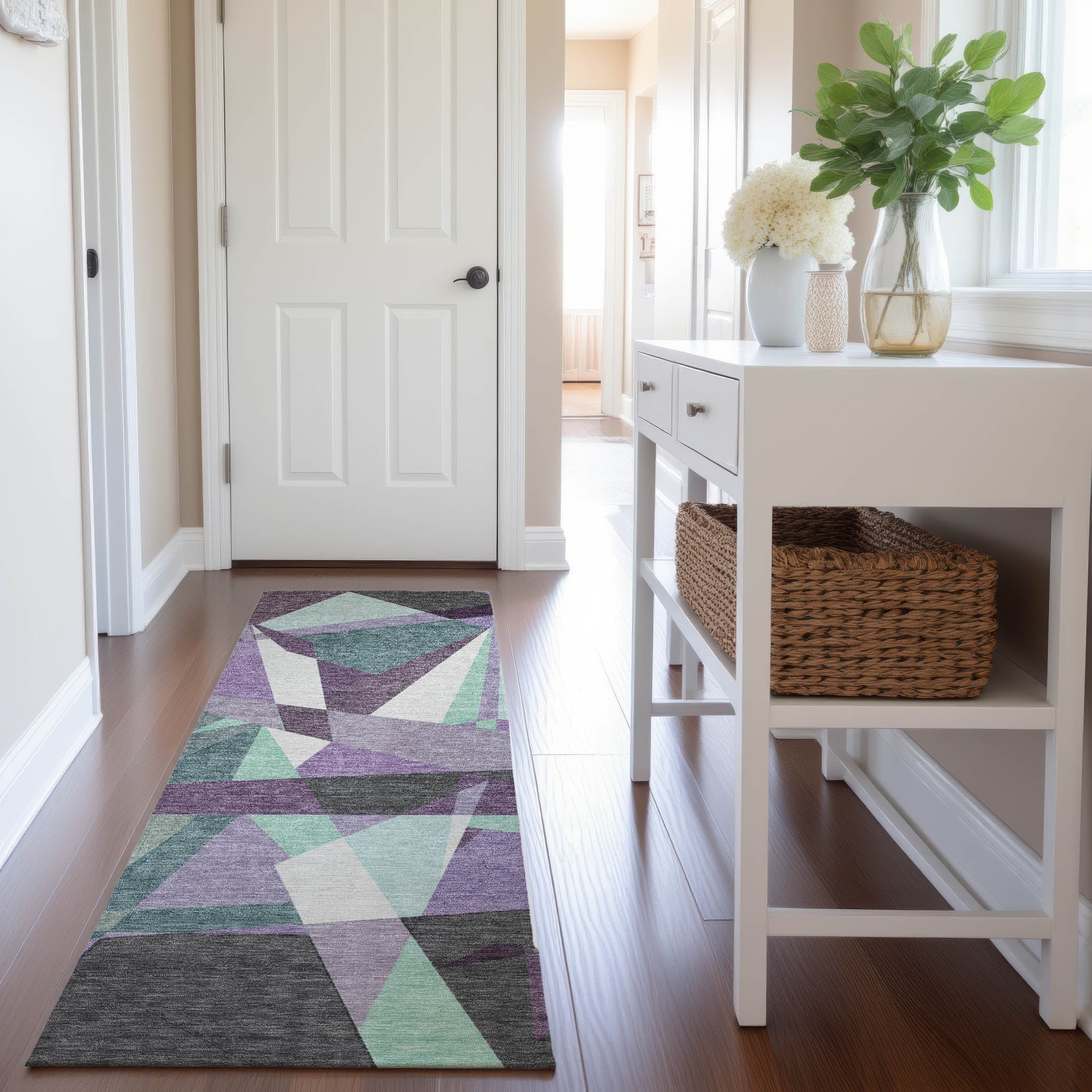 Cairo Machine Washable Transitional Purple Rug 2'3" x 7'6" #shape_Runner