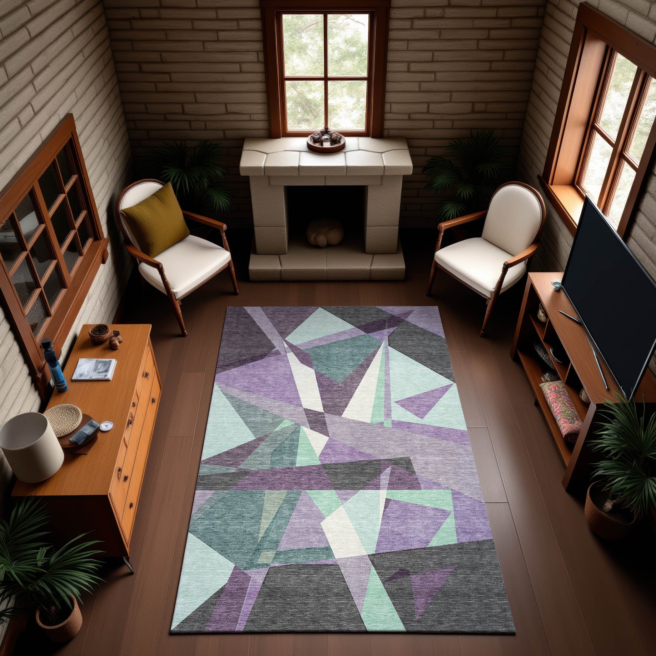Cairo Machine Washable Transitional Purple Rug 2'6" x 3'10" #shape_Rectangle