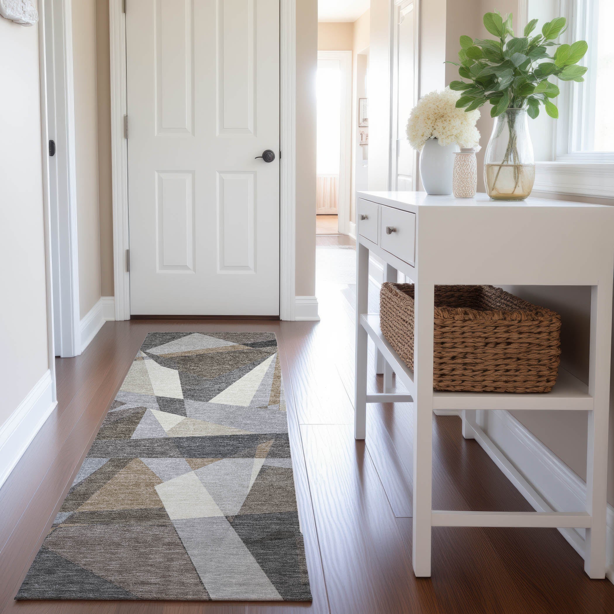 Cairo Machine Washable Transitional Taupe Brown Rug 2'3" x 7'6" #shape_Runner