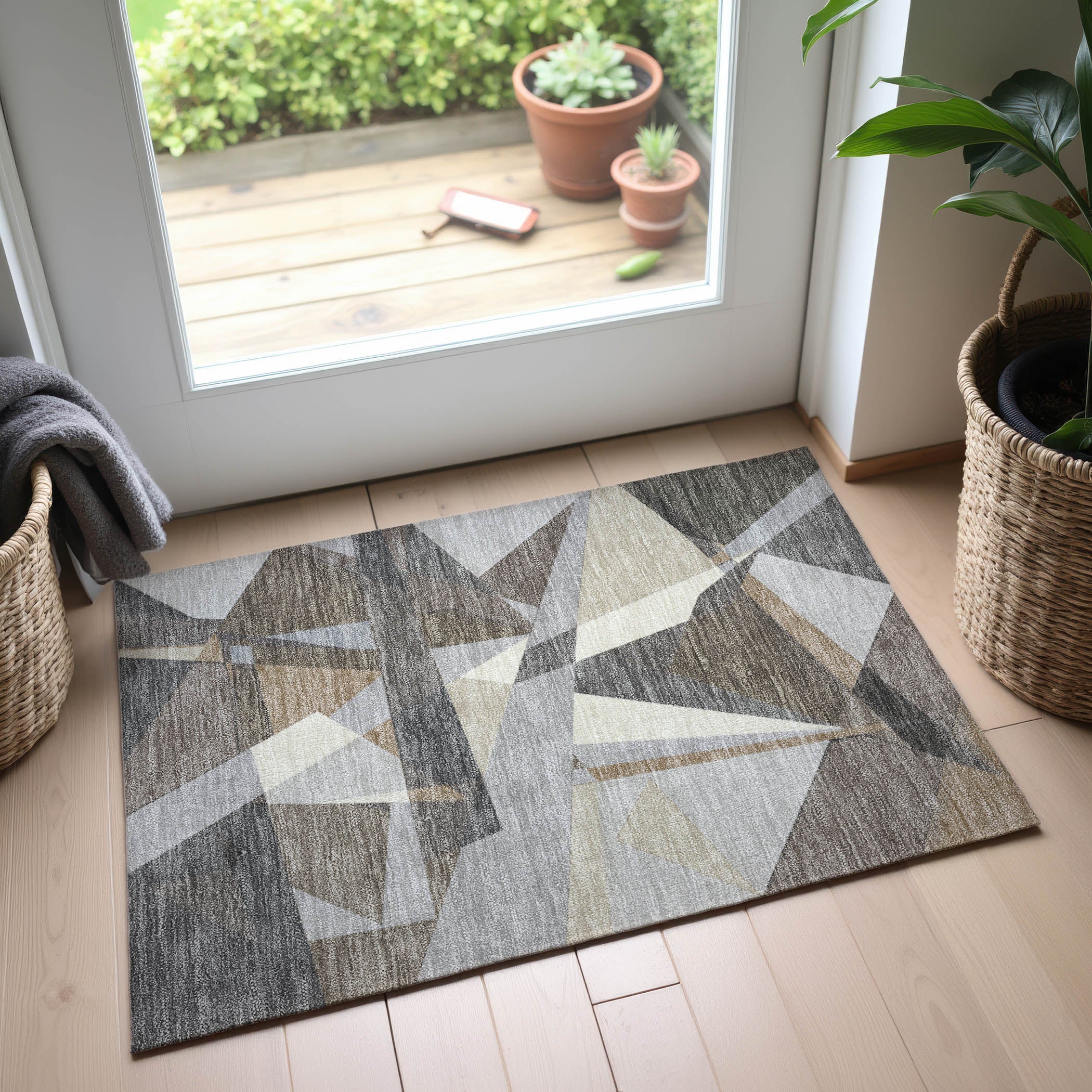 Cairo Machine Washable Transitional Taupe Brown Rug 1'8" x 2'6" #shape_Rectangle