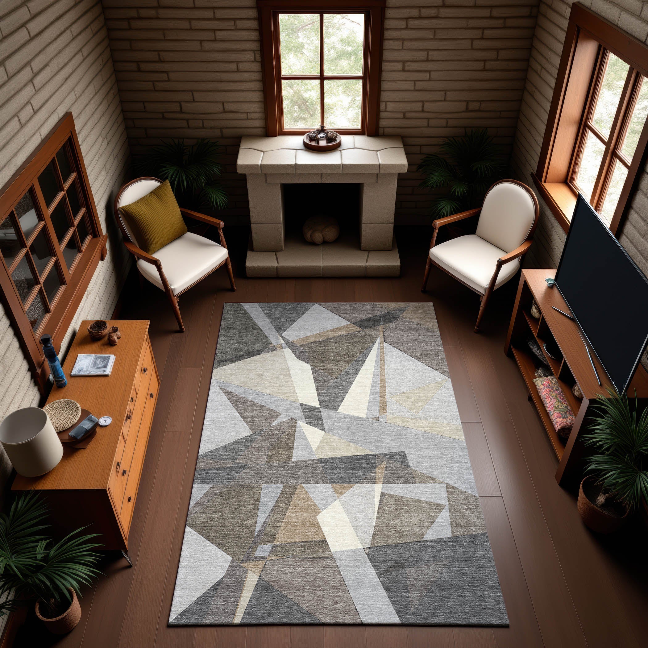 Cairo Machine Washable Transitional Taupe Brown Rug 2'6" x 3'10" #shape_Rectangle