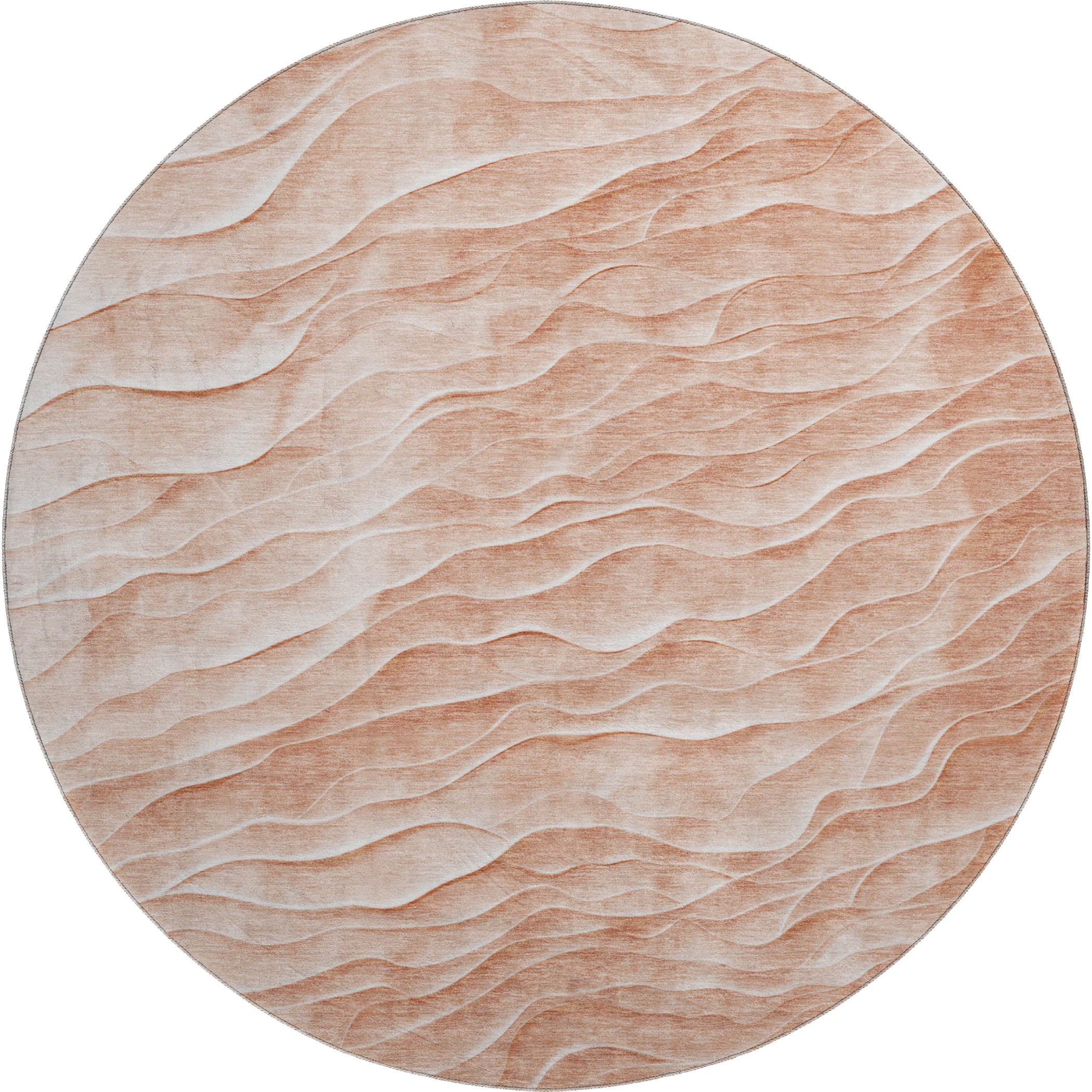 Seville Machine Washable Transitional Coral Orange Rug 8' x 8' #shape_Round