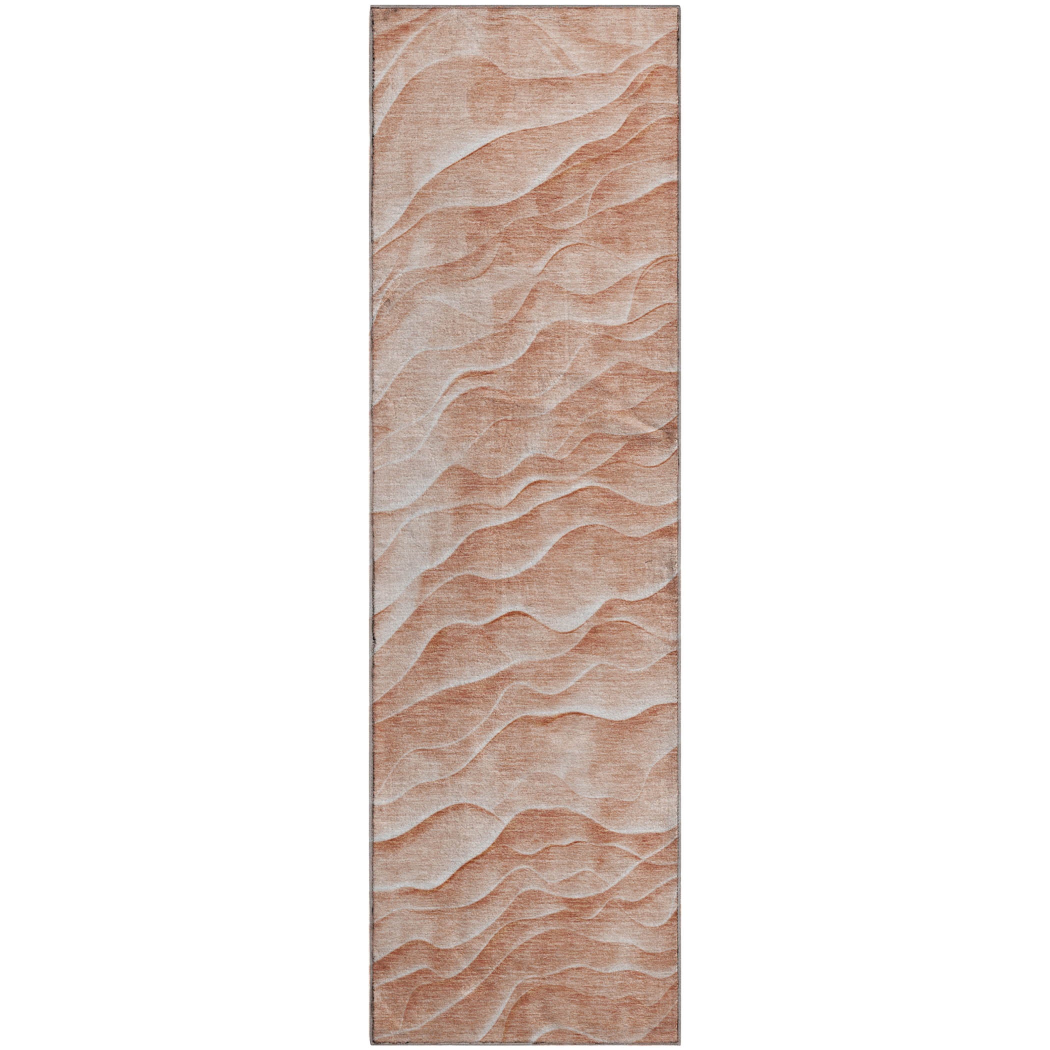 Seville Machine Washable Transitional Coral Orange Rug 2'3" x 7'6" #shape_Runner