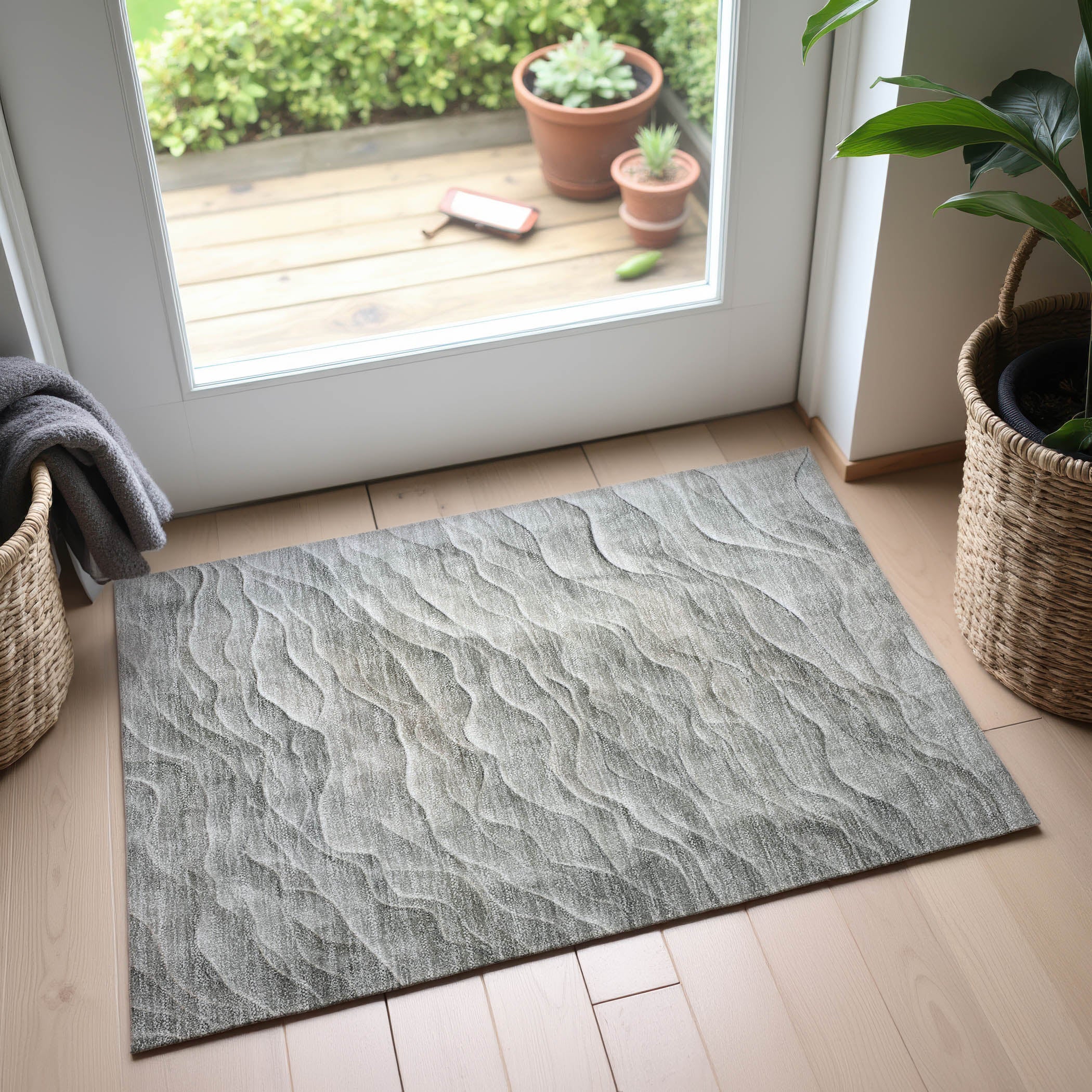 Seville Machine Washable Transitional Taupe Brown Rug 1'8" x 2'6" #shape_Rectangle