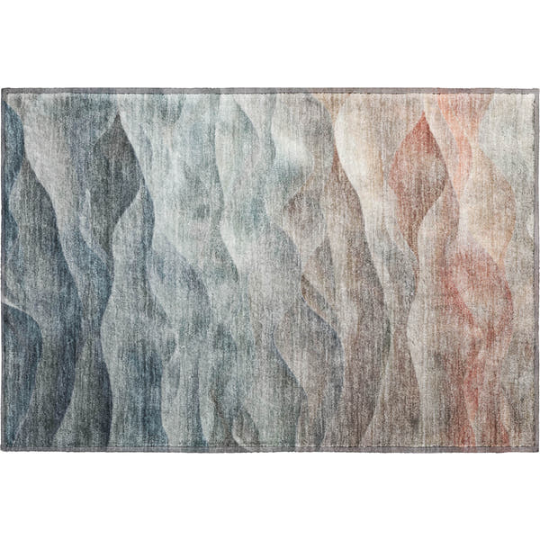 Cartagena Machine Washable Transitional Teal Rug 1'8" x 2'6"