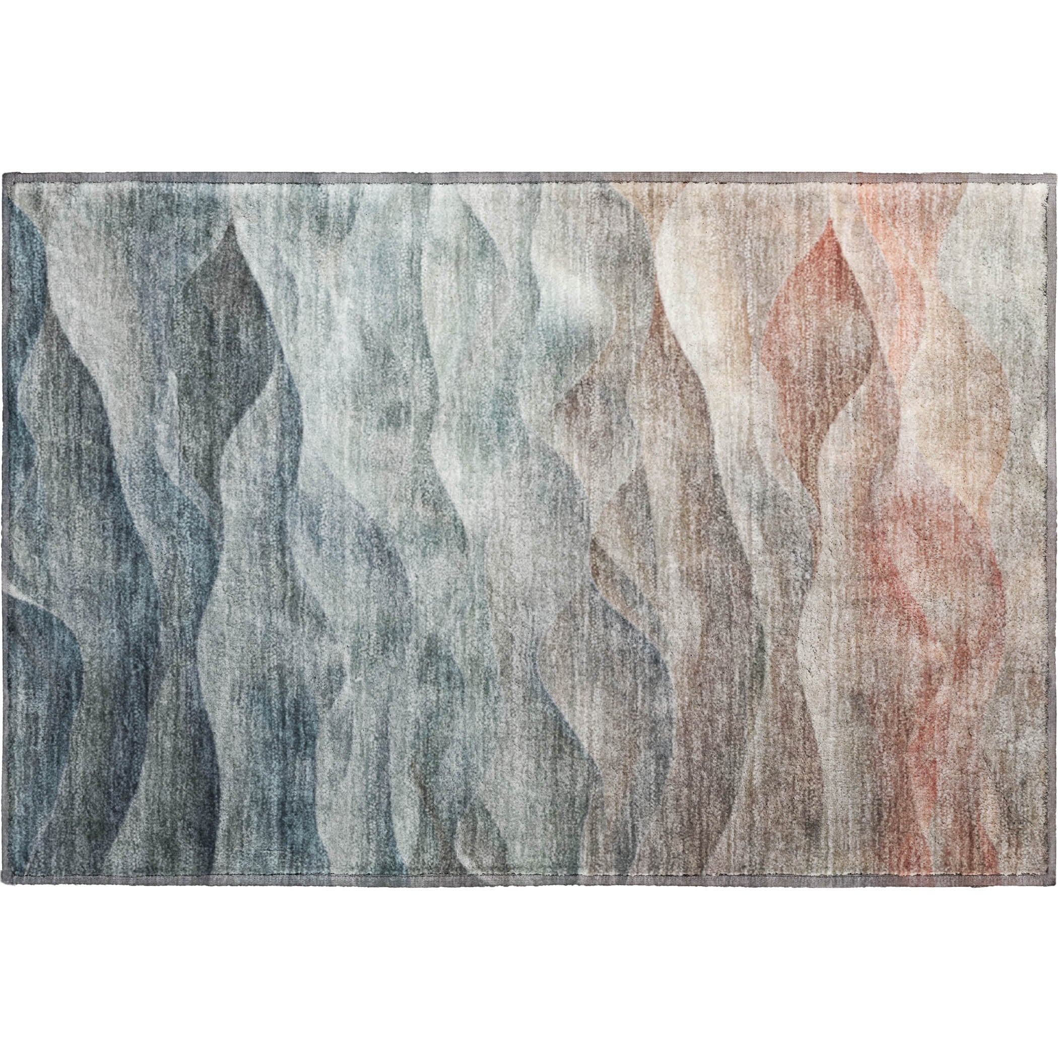 Cartagena Machine Washable Transitional Teal Rug 1'8" x 2'6" #shape_Rectangle