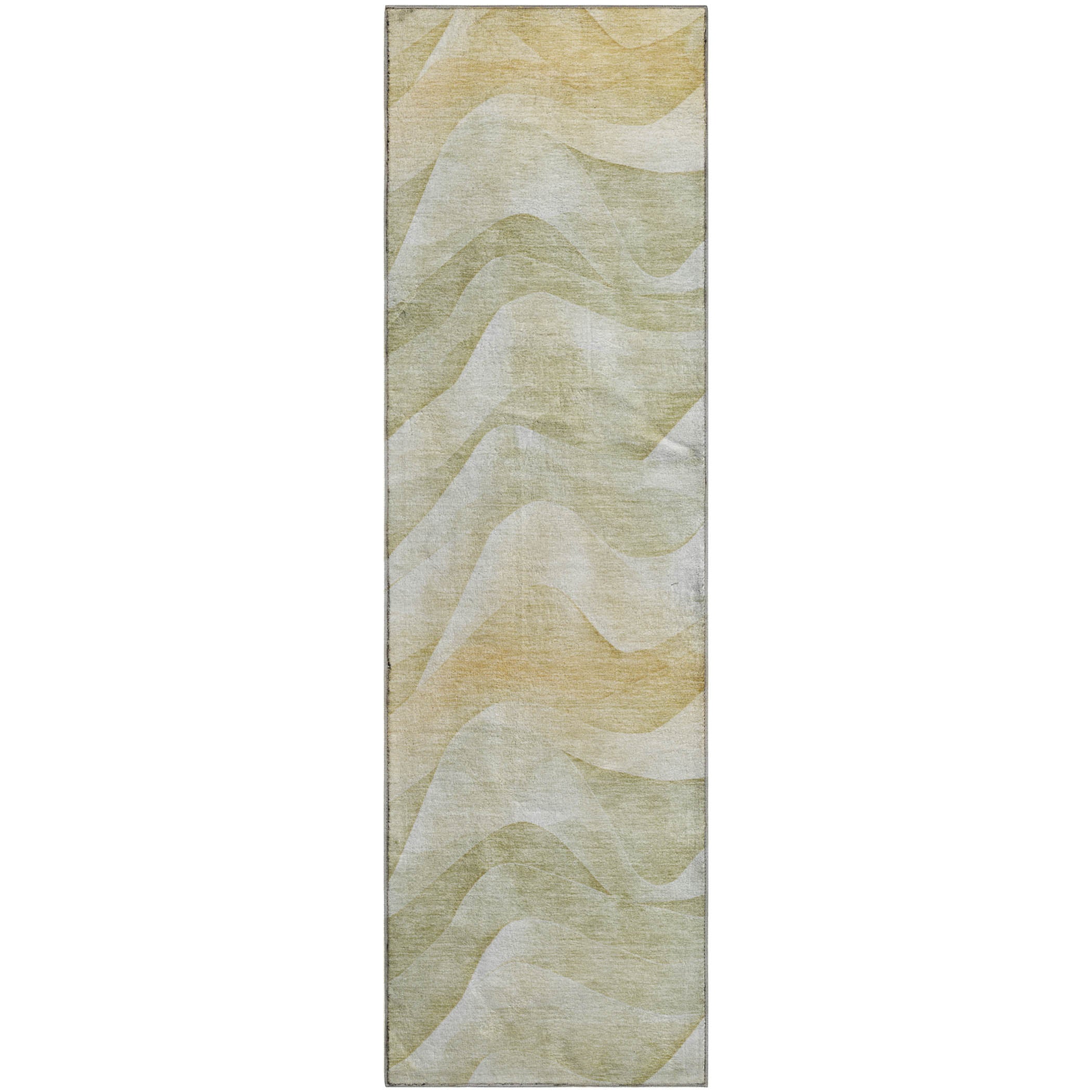 Oslo Machine Washable Transitional Aloe Green Rug 2'3" x 7'6" #shape_Runner