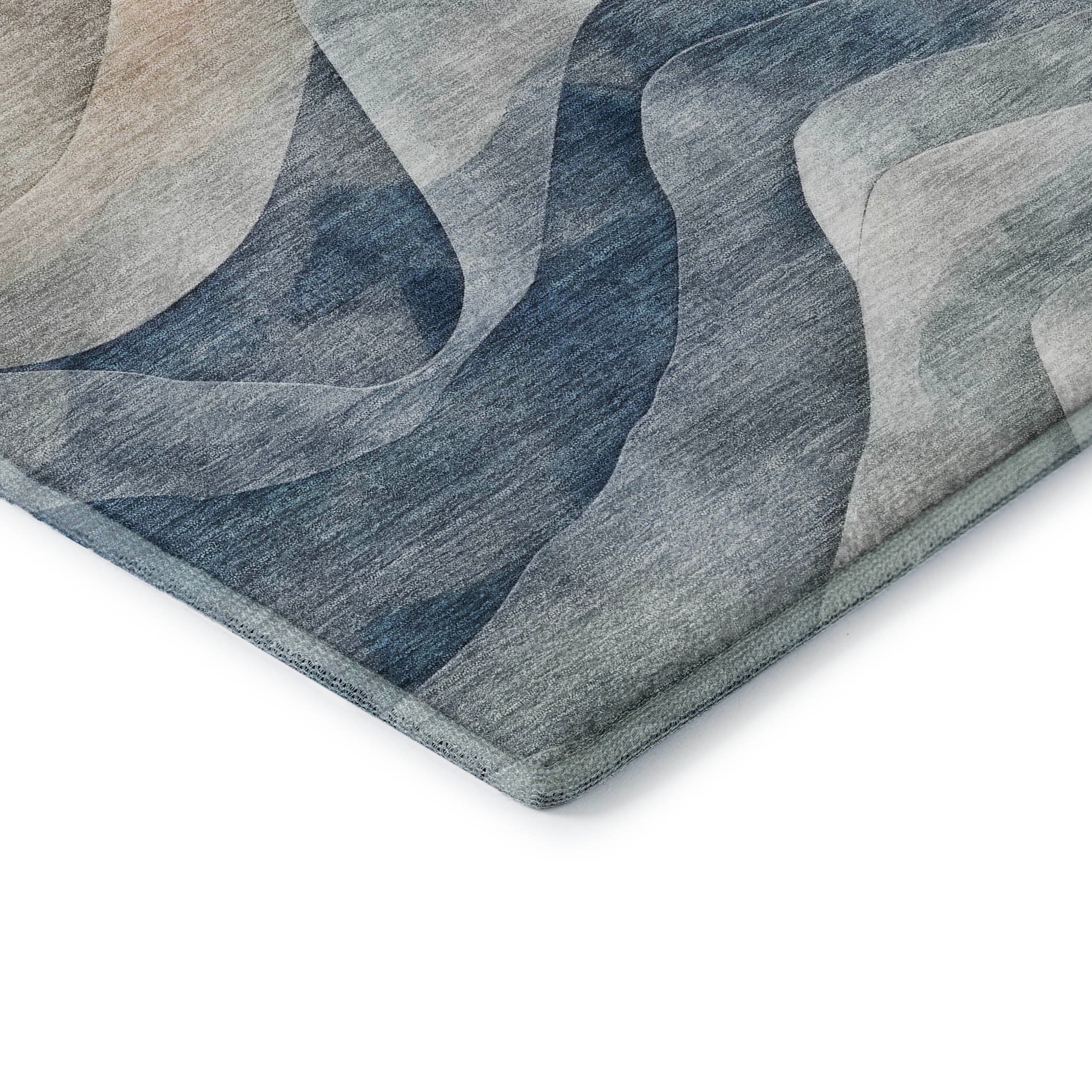 Oslo Machine Washable Transitional Blue Rug 1'8" x 2'6" #shape_Rectangle
