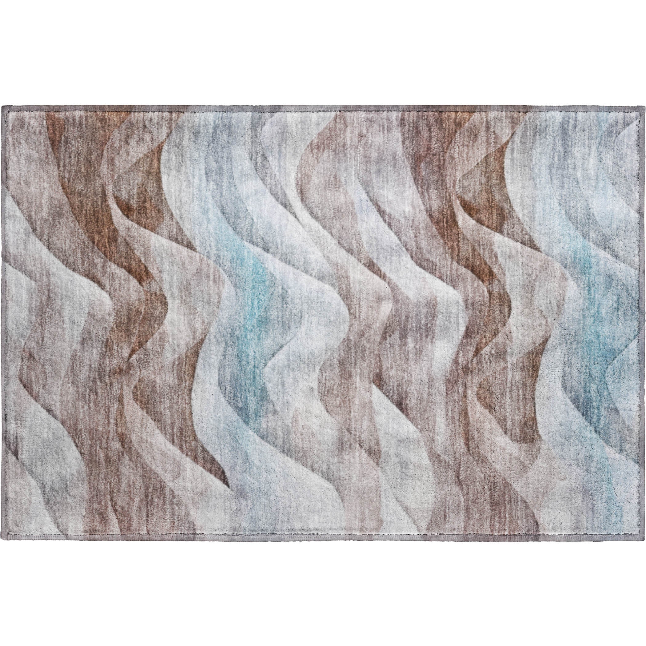 Oslo Machine Washable Transitional Mocha Brown Rug 1'8" x 2'6" #shape_Rectangle