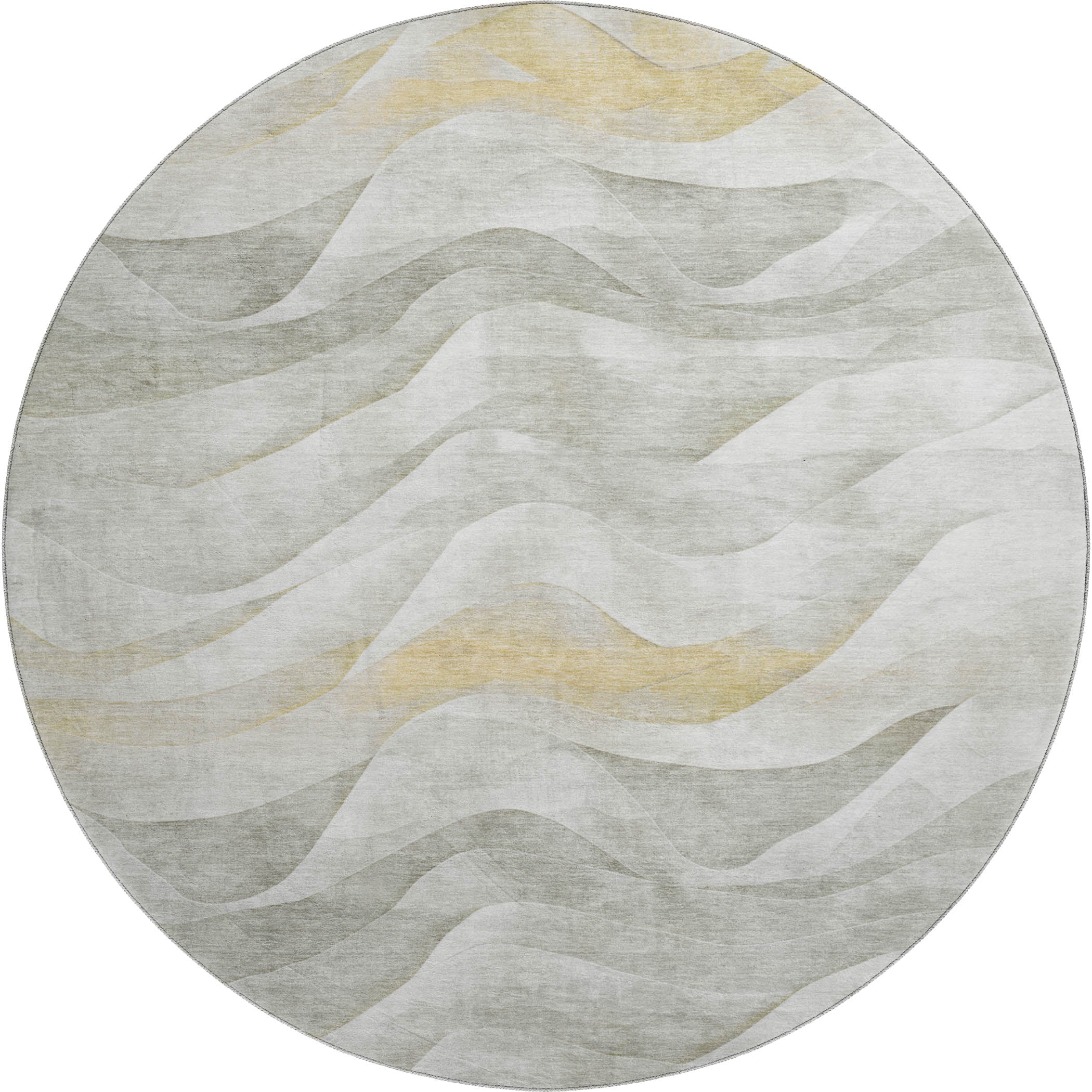 Oslo Machine Washable Transitional Silver Gray Rug 8' x 8' #shape_Round