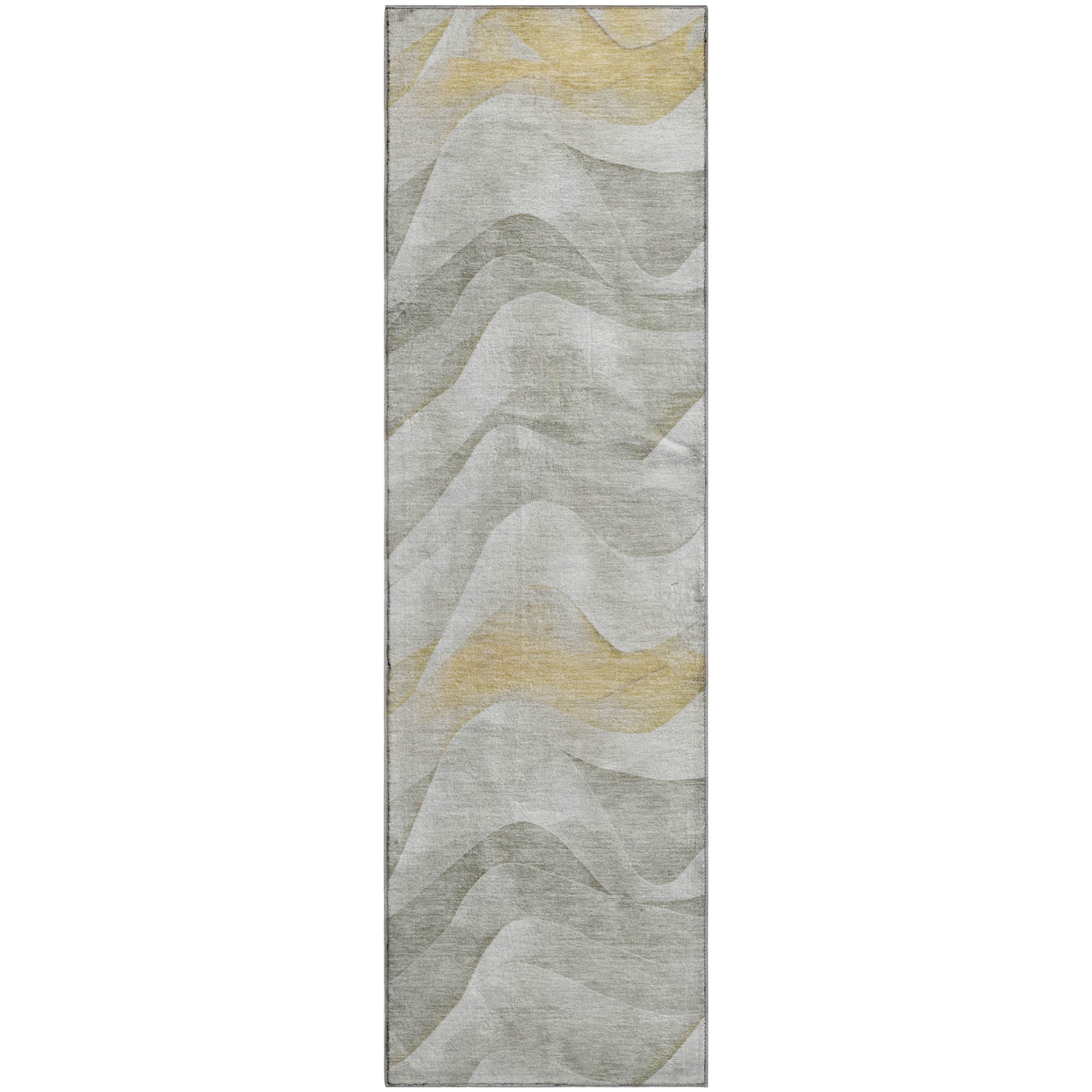 Oslo Machine Washable Transitional Silver Gray Rug 2'3" x 7'6" #shape_Runner