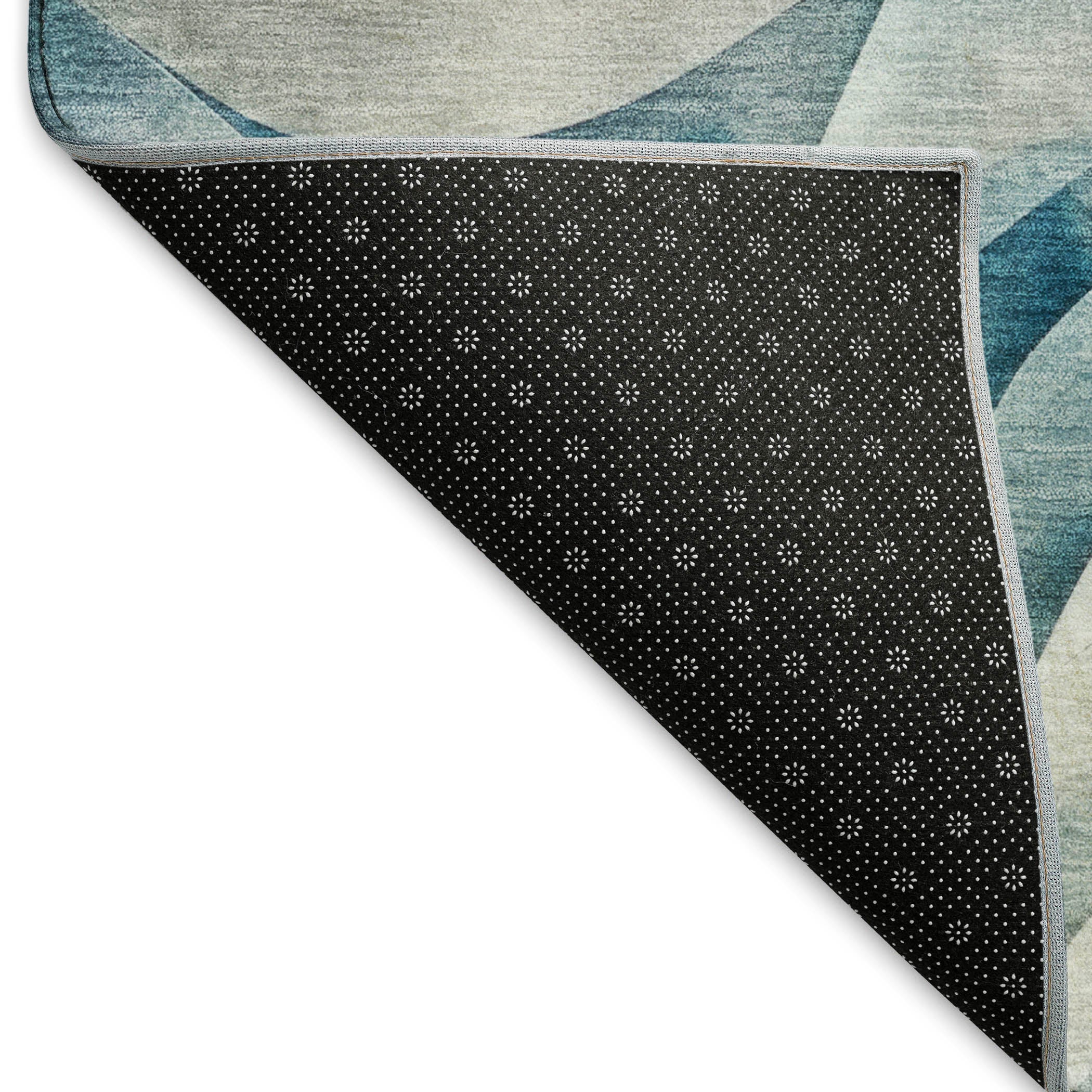 Oslo Machine Washable Transitional Teal Rug 1'8" x 2'6" #shape_Rectangle