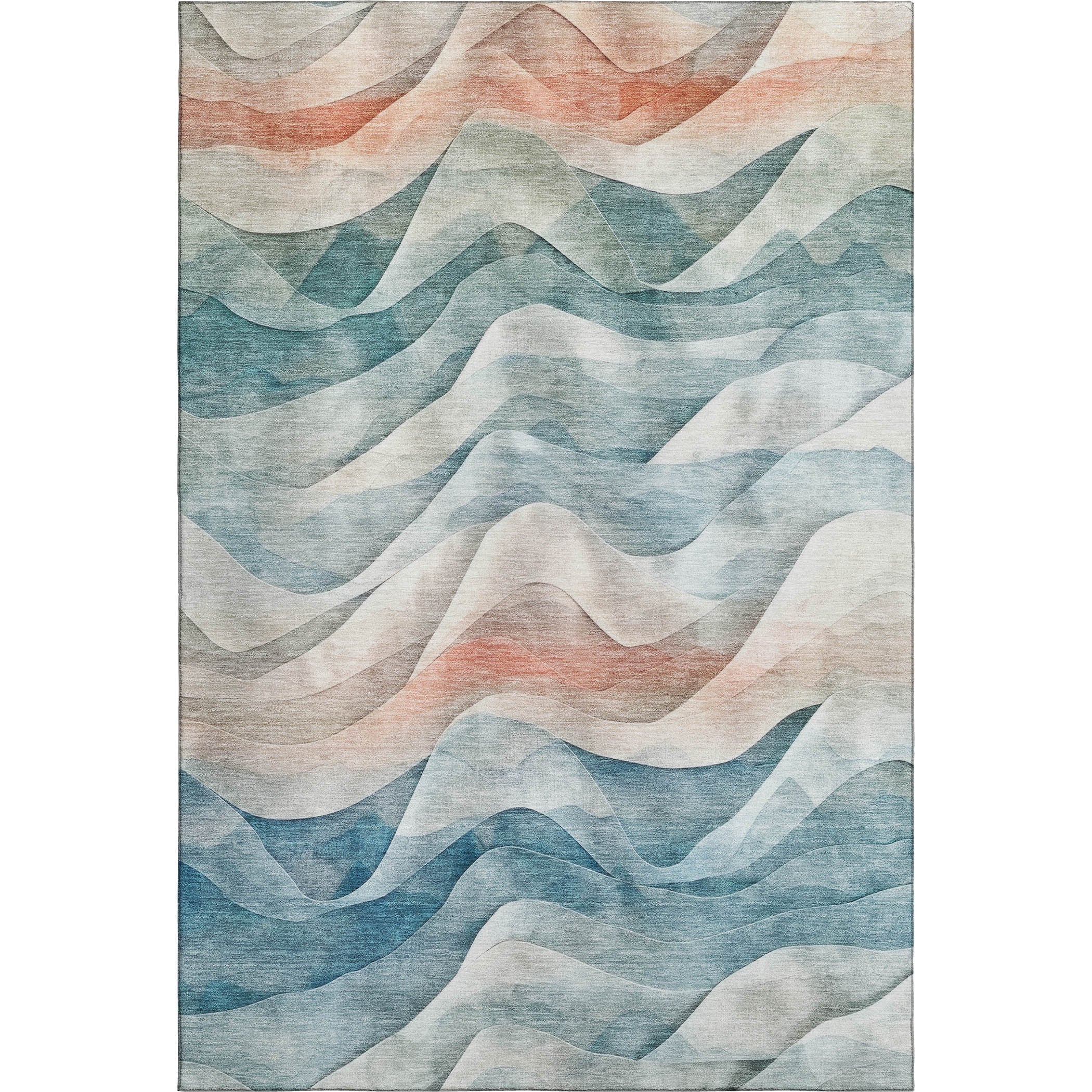 Oslo Machine Washable Transitional Teal Rug 2'6" x 3'10" #shape_Rectangle