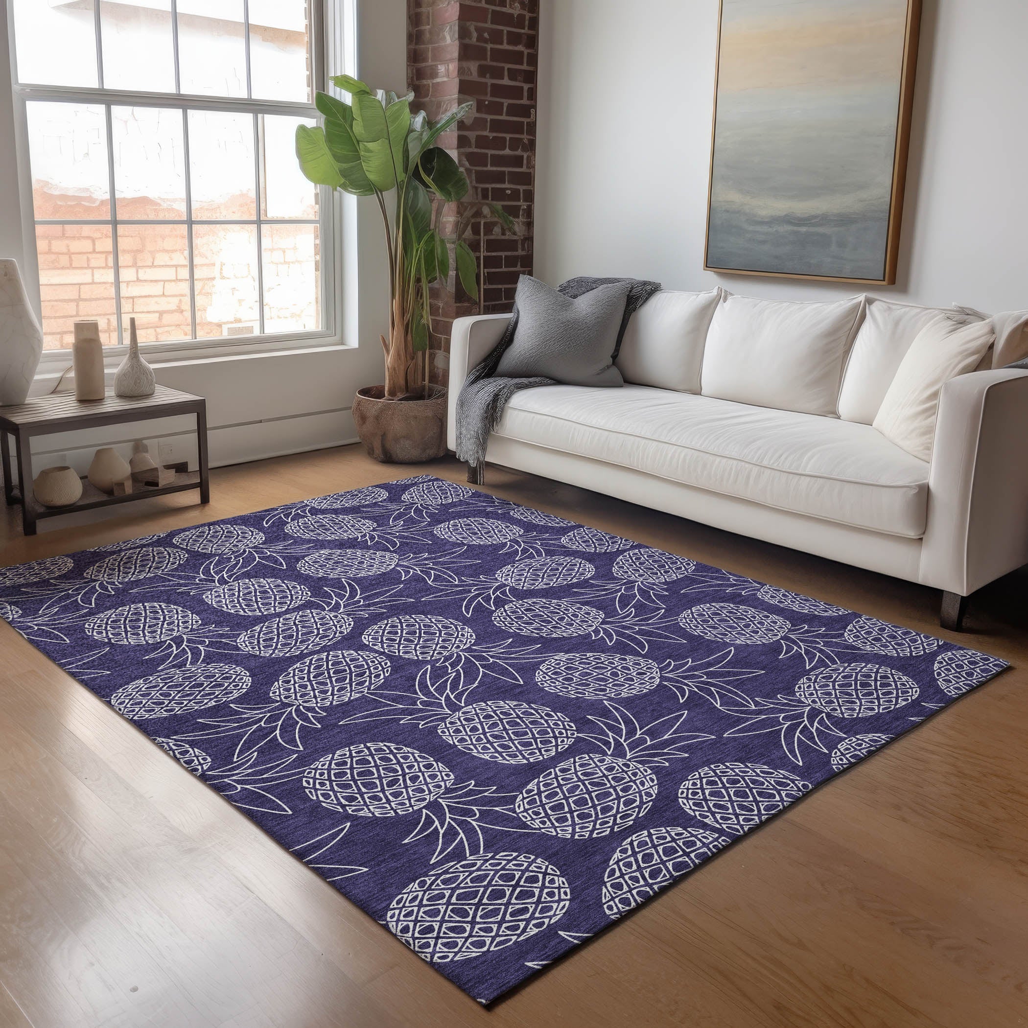 Seville Machine Washable Kitchen Blue Rug 2'6" x 3'10" #shape_Rectangle