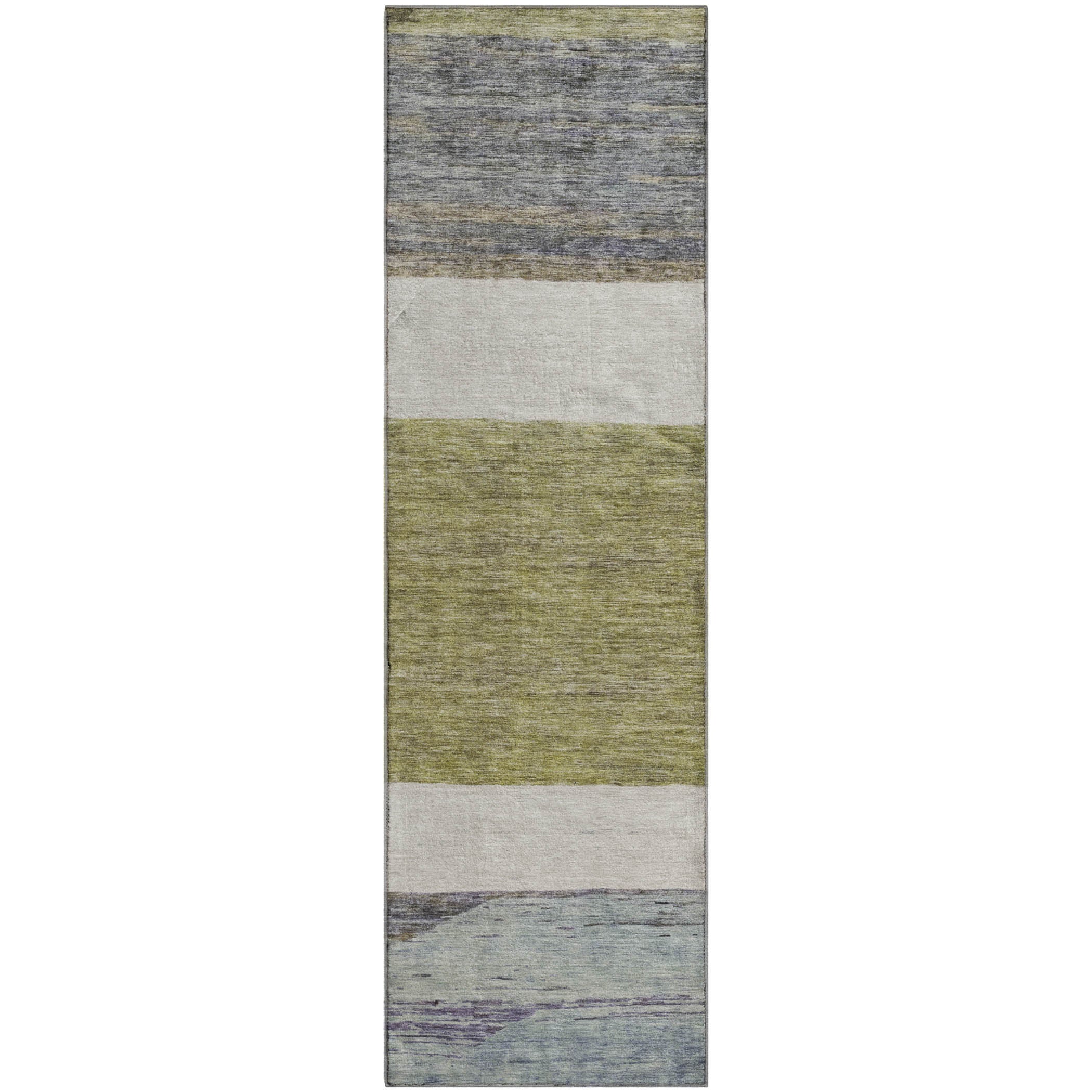 Ghent Machine Washable Transitional Aloe Green Rug 2'3" x 7'6" #shape_Runner