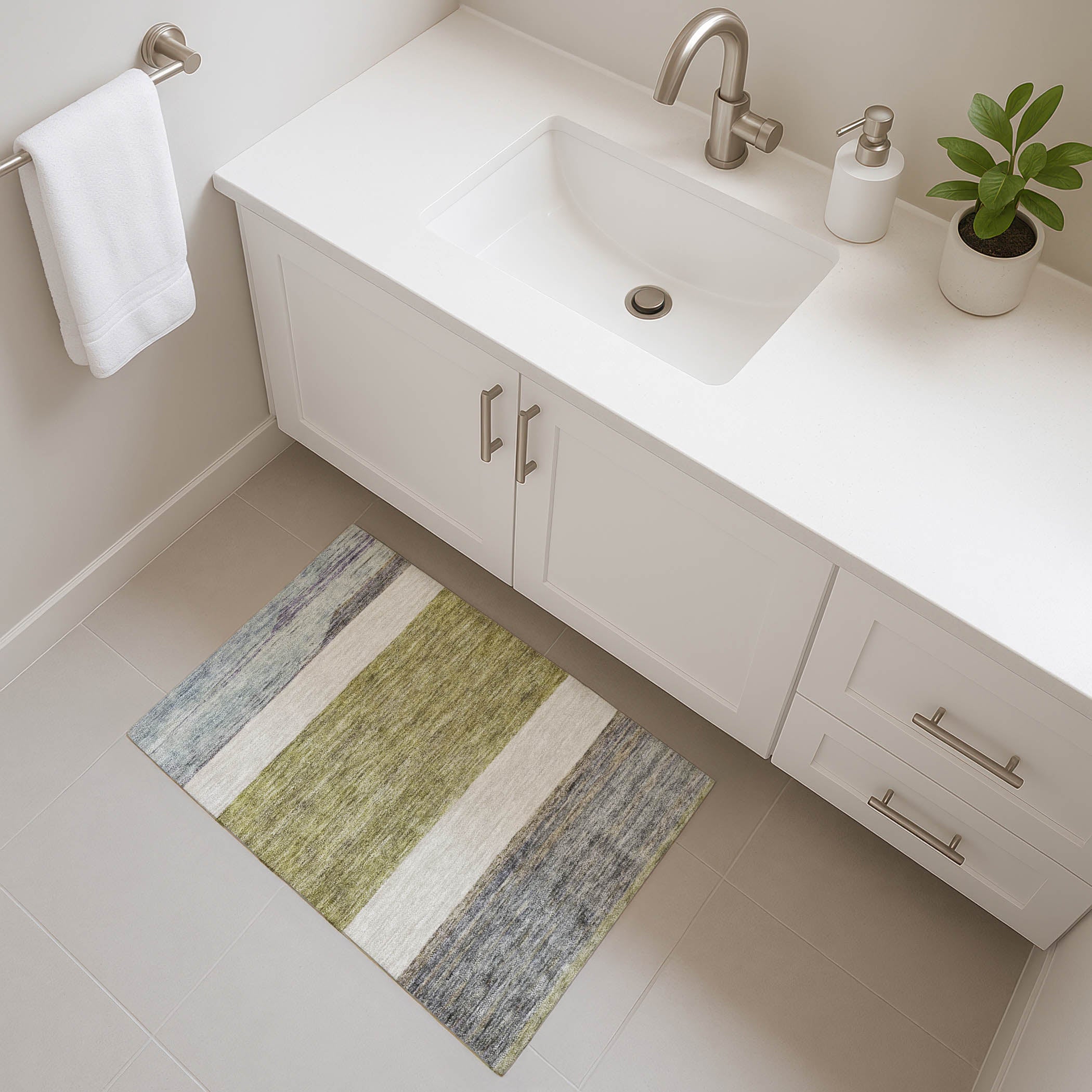 Ghent Machine Washable Transitional Aloe Green Rug 1'8" x 2'6" #shape_Rectangle