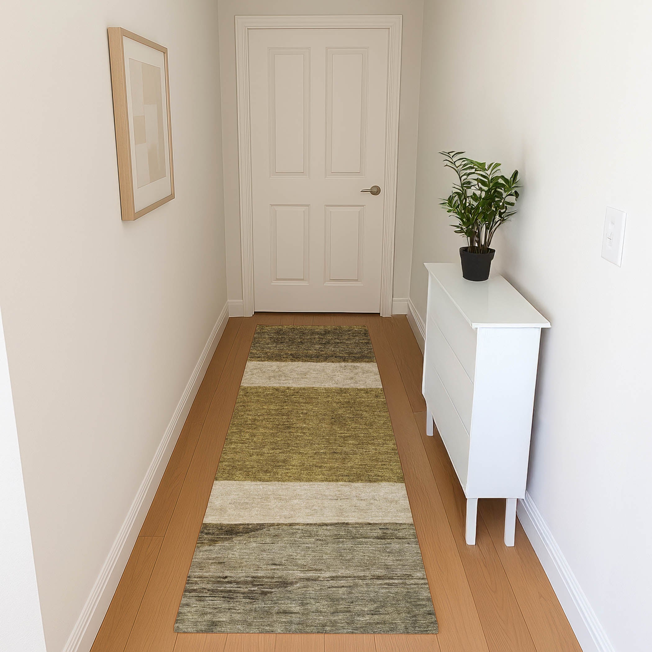 Ghent Machine Washable Transitional Coffee Brown Rug 2'3" x 7'6" #shape_Runner