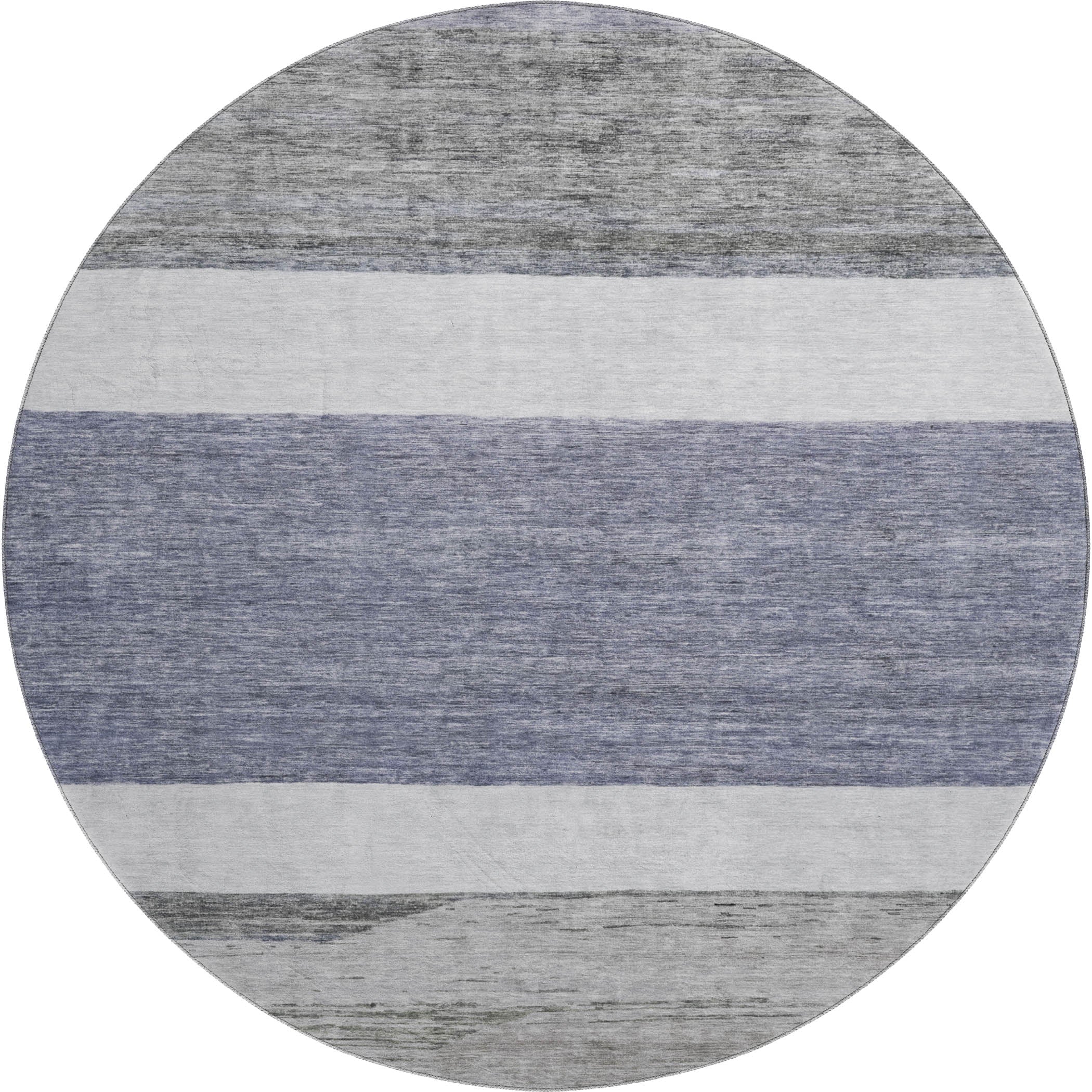 Ghent Machine Washable Transitional Denim Blue Rug 8' x 8' #shape_Round